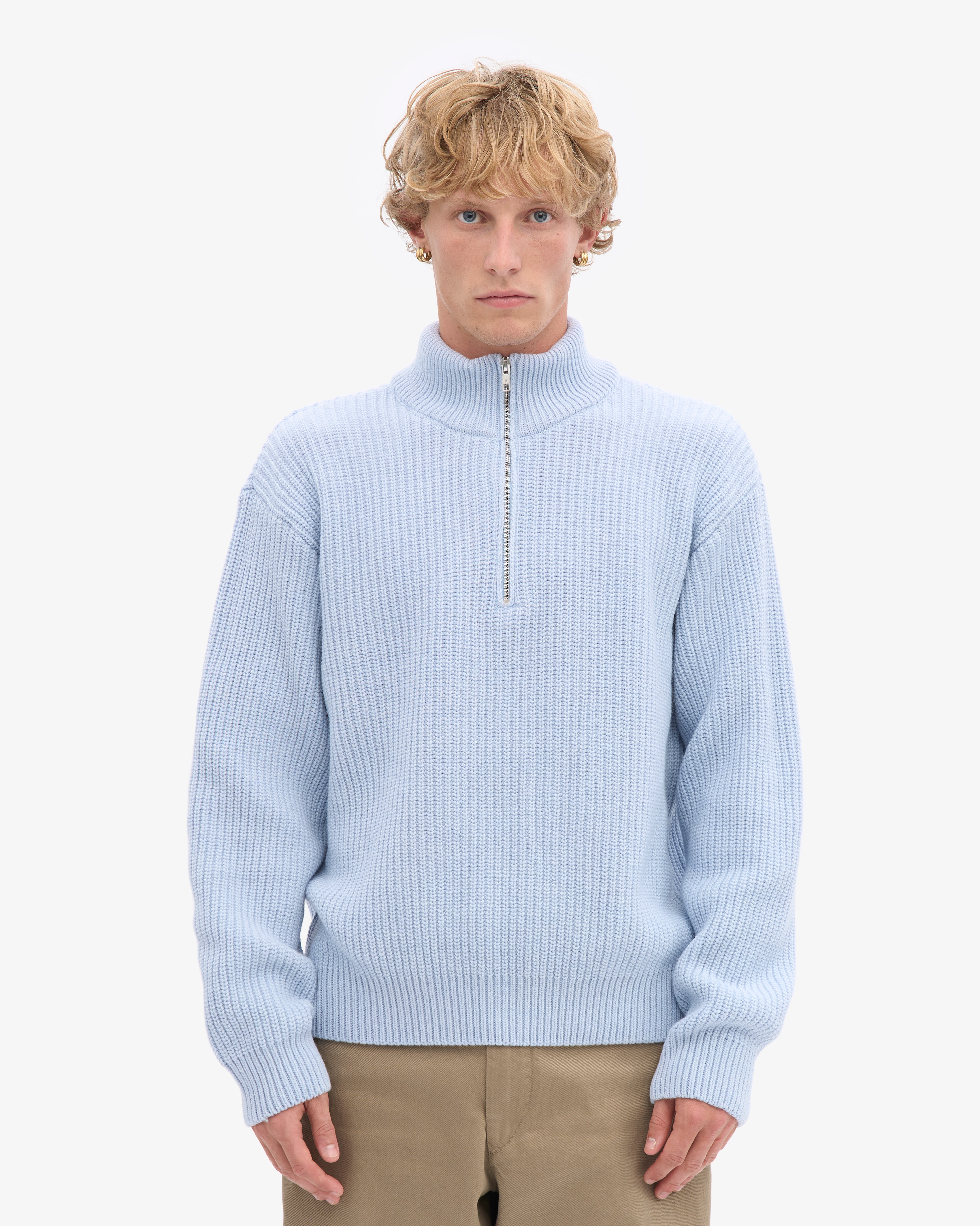 Merino Quarter Zip - Polar Blue