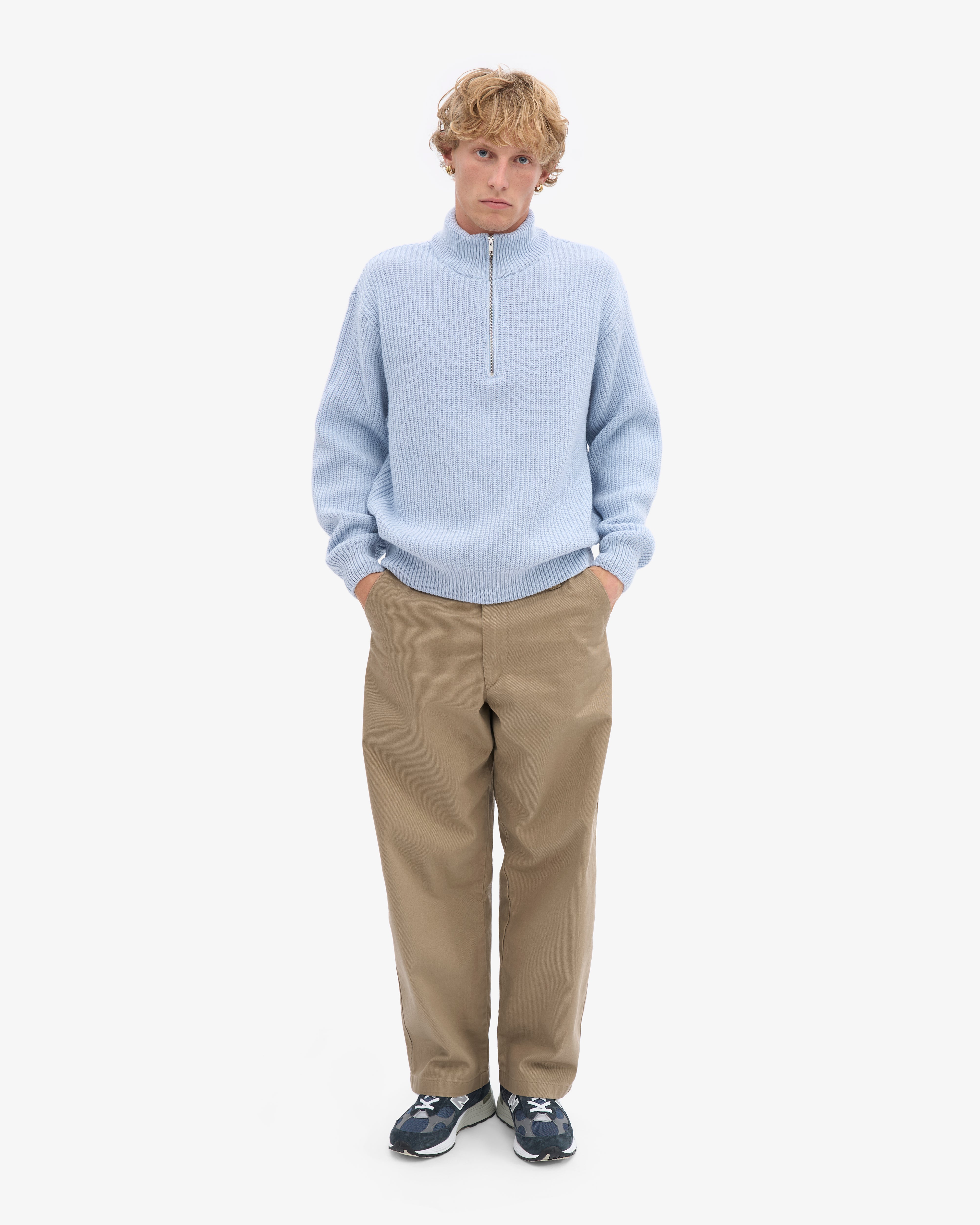 Merino Quarter Zip - Polar Blue