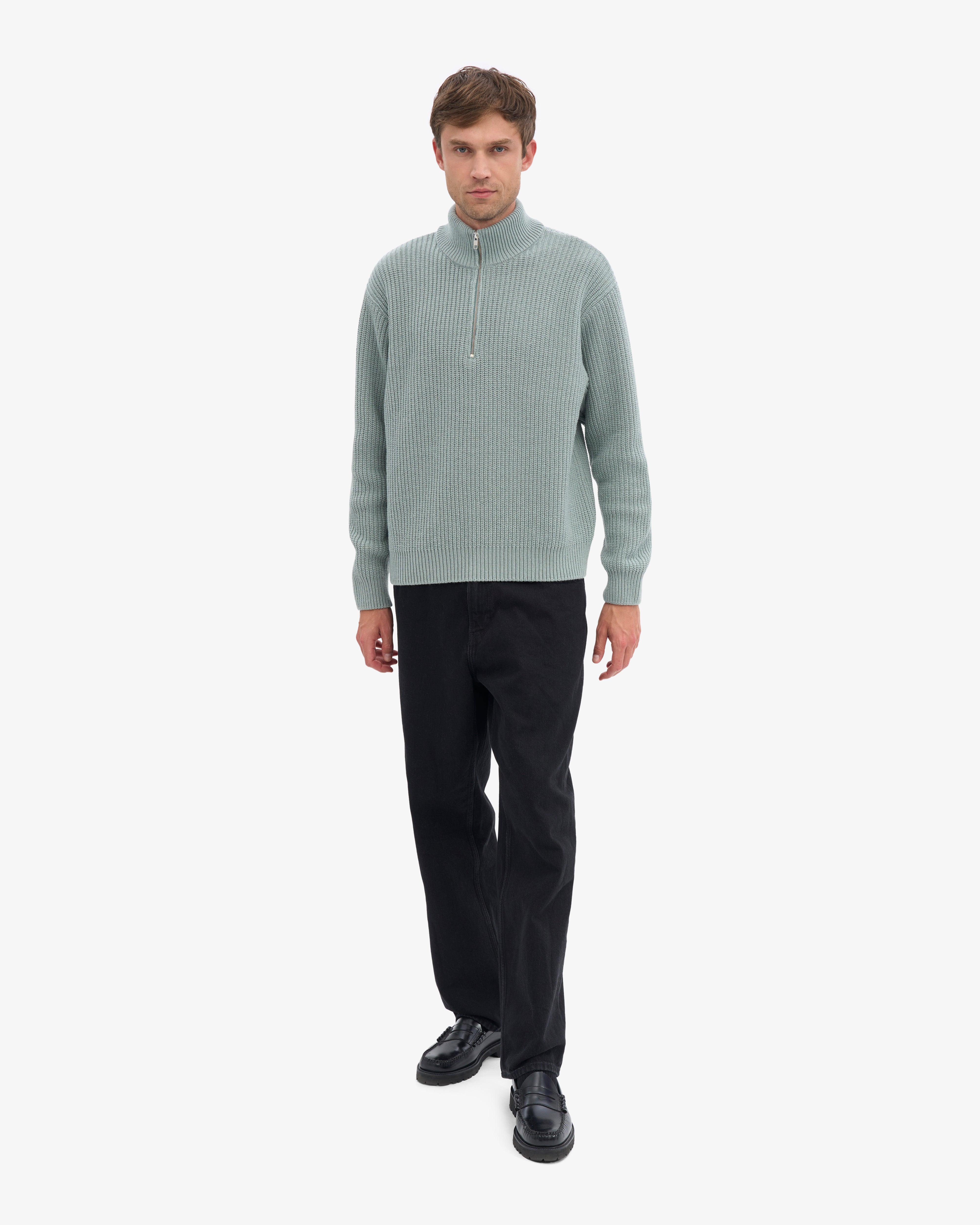 Merino Quarter Zip - Steel Blue