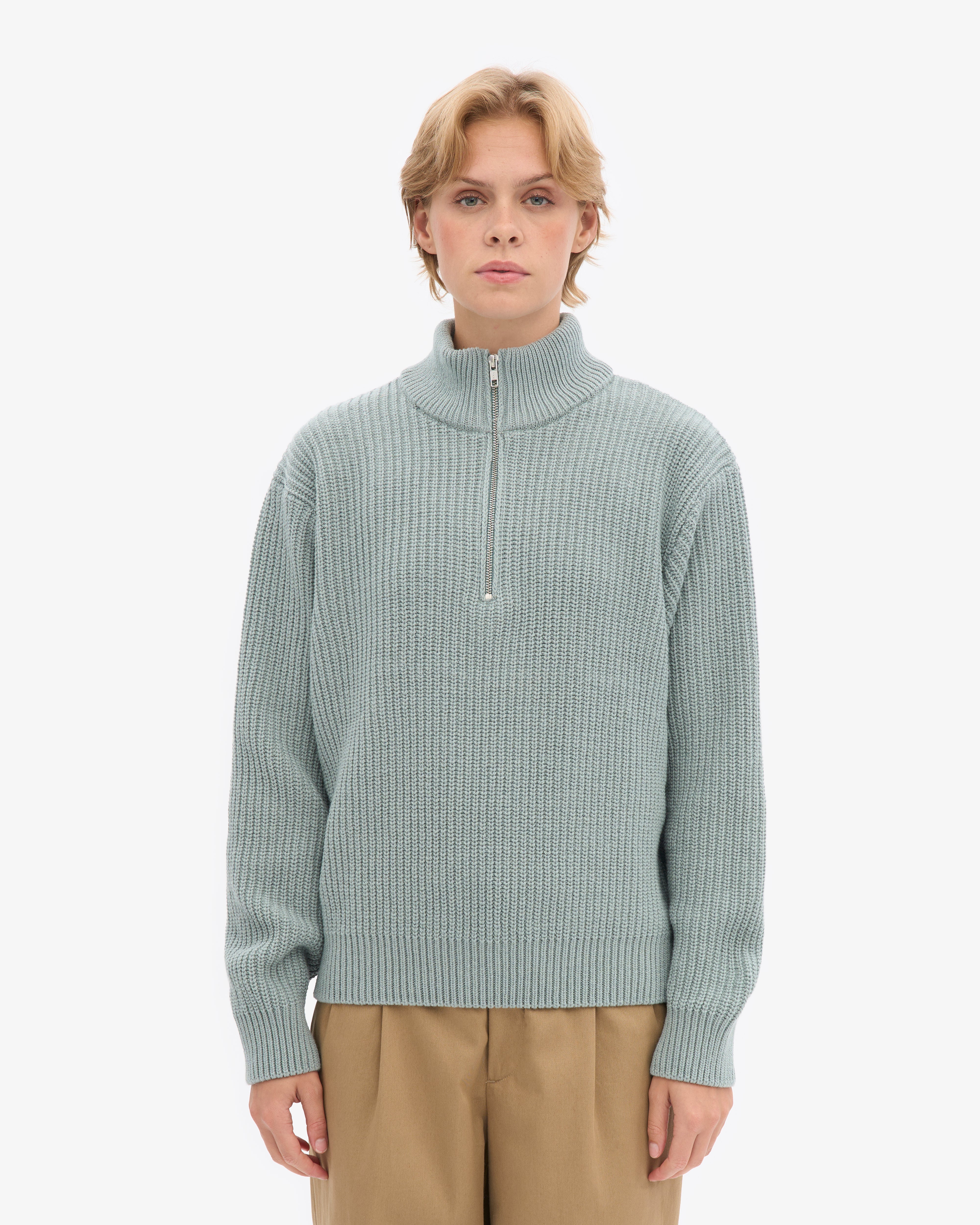 Merino Quarter Zip - Steel Blue