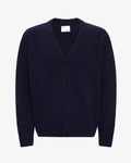 Merino Wool V-Neck Cardigan - Navy Blue