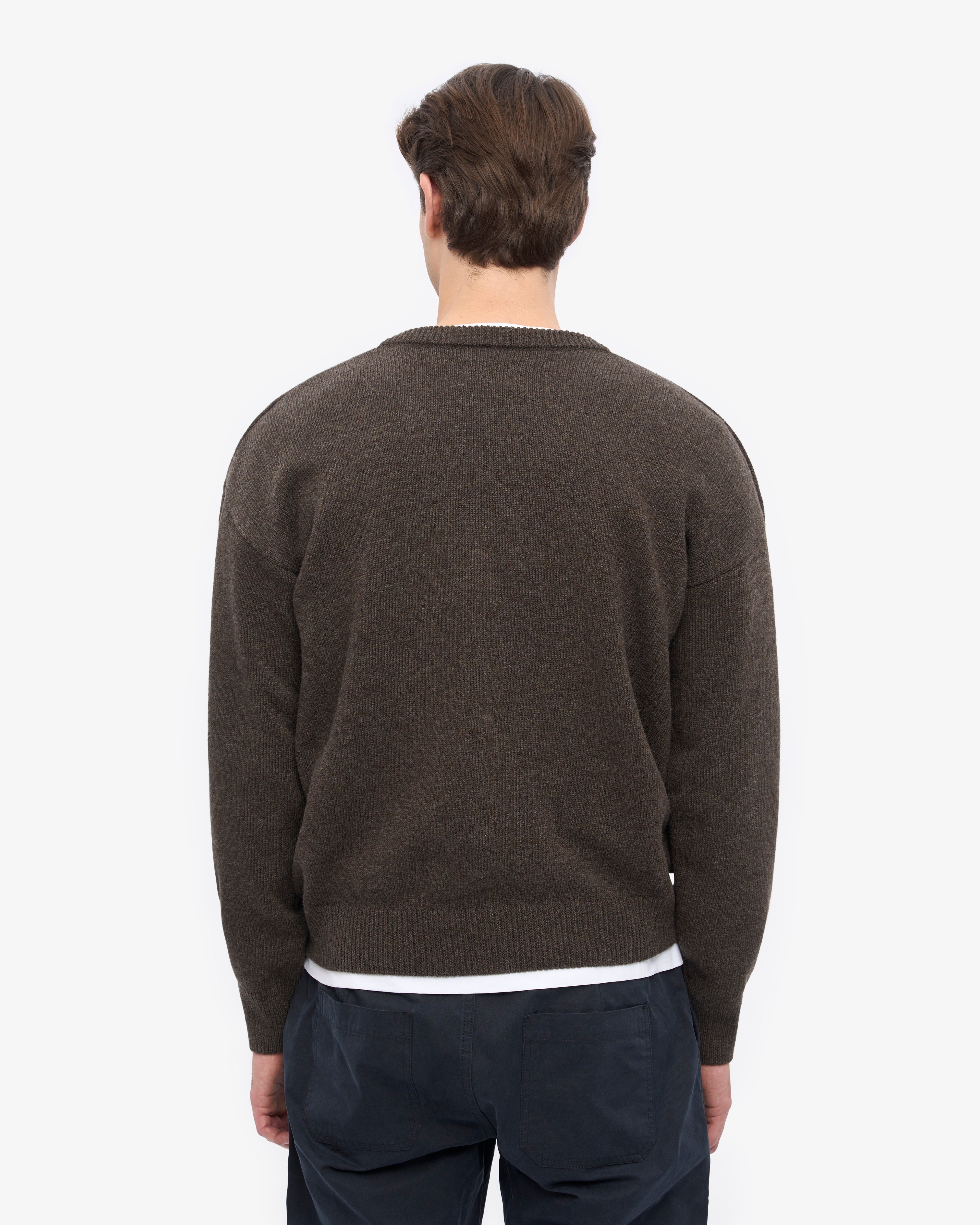 Merino Wool V-Neck Cardigan - Coffee Brown