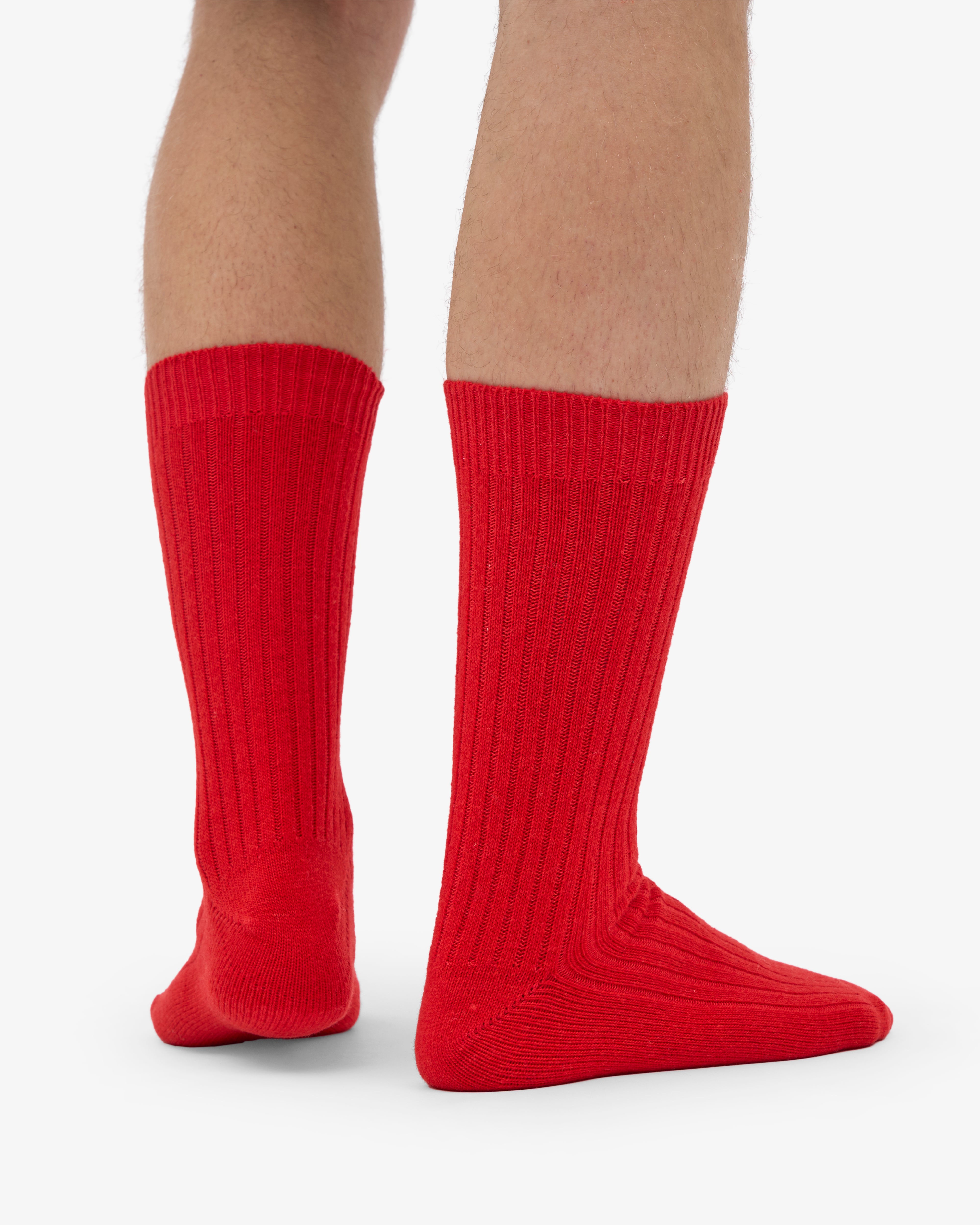 Merino Wool Blend Sock - Red Tangerine