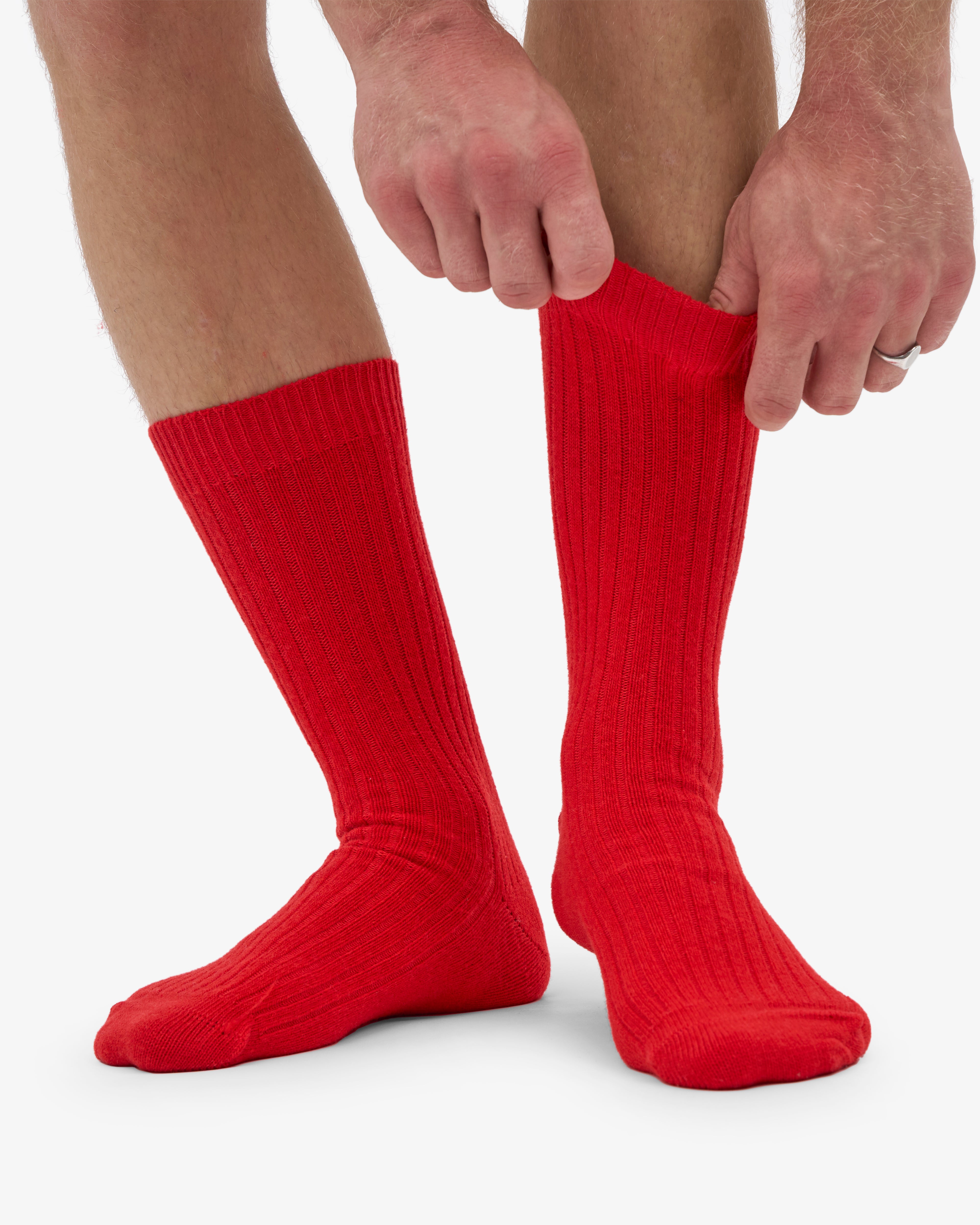 Merino Wool Blend Sock - Red Tangerine