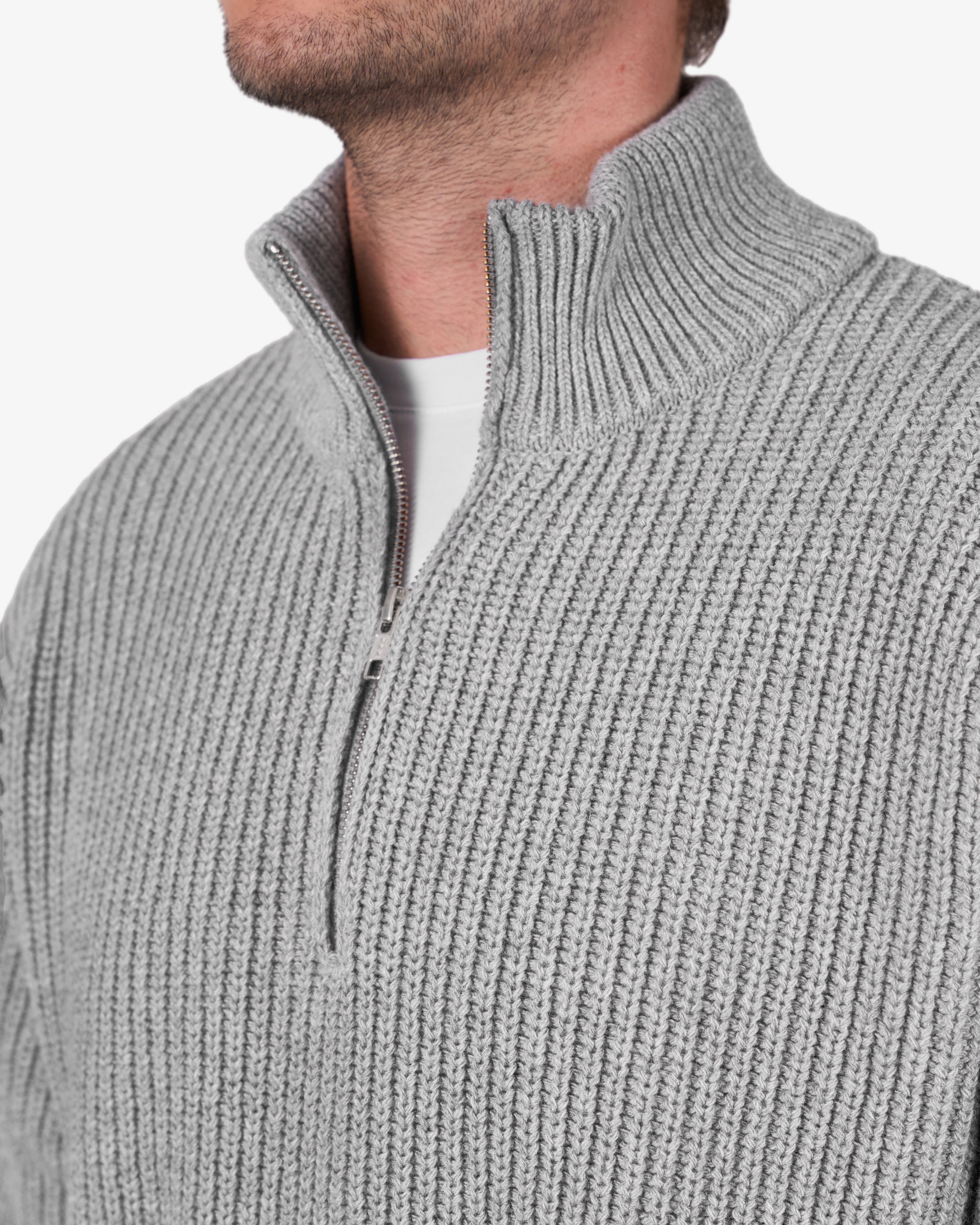 Merino Quarter Zip - Lava Grey