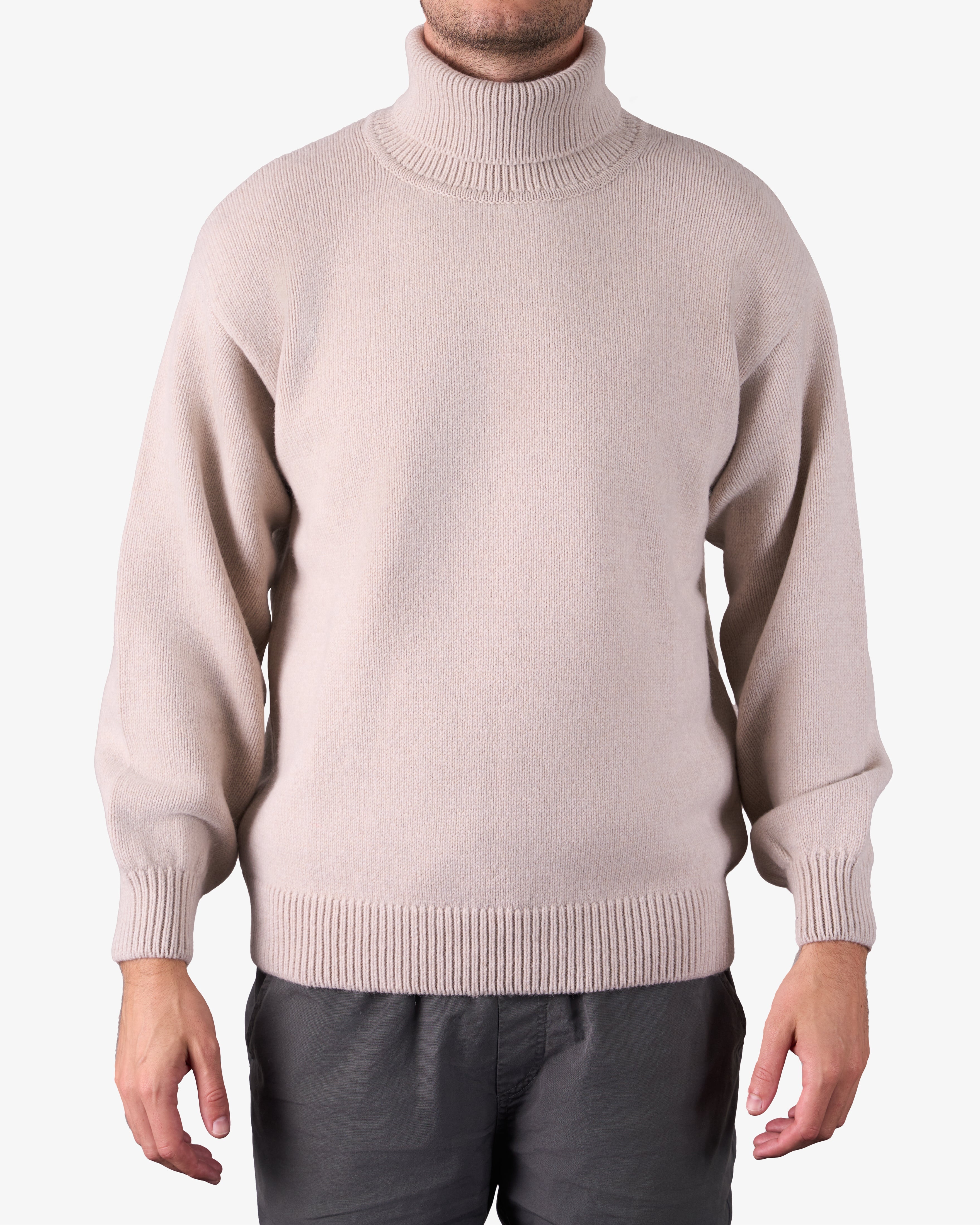 Merino Wool Turtleneck - Lava Grey