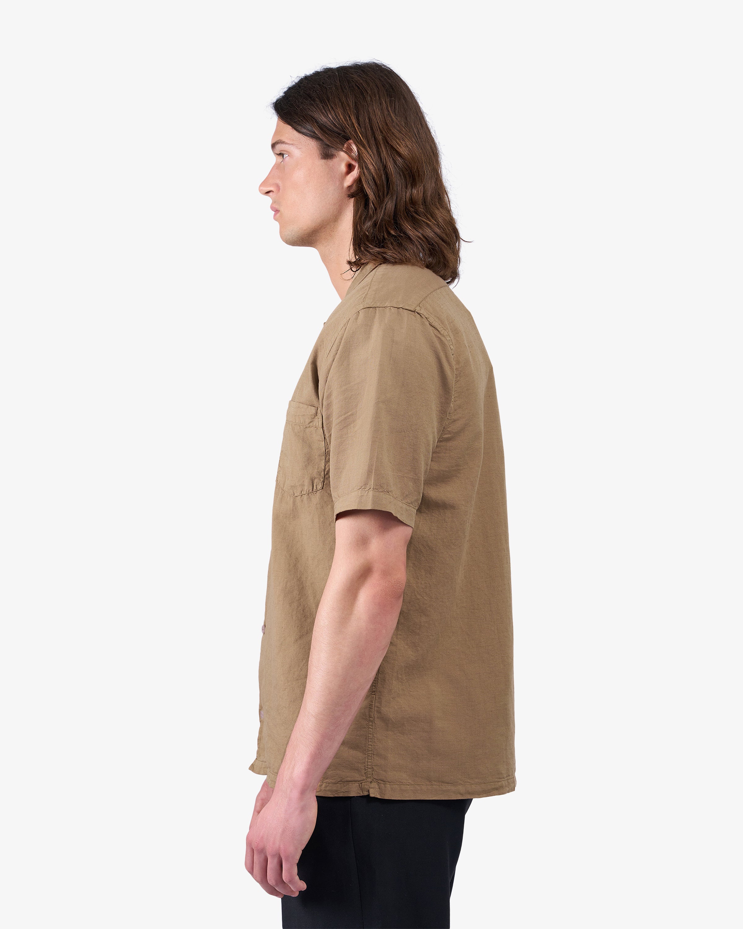 Linen Short Sleeved Shirt - Light Aqua