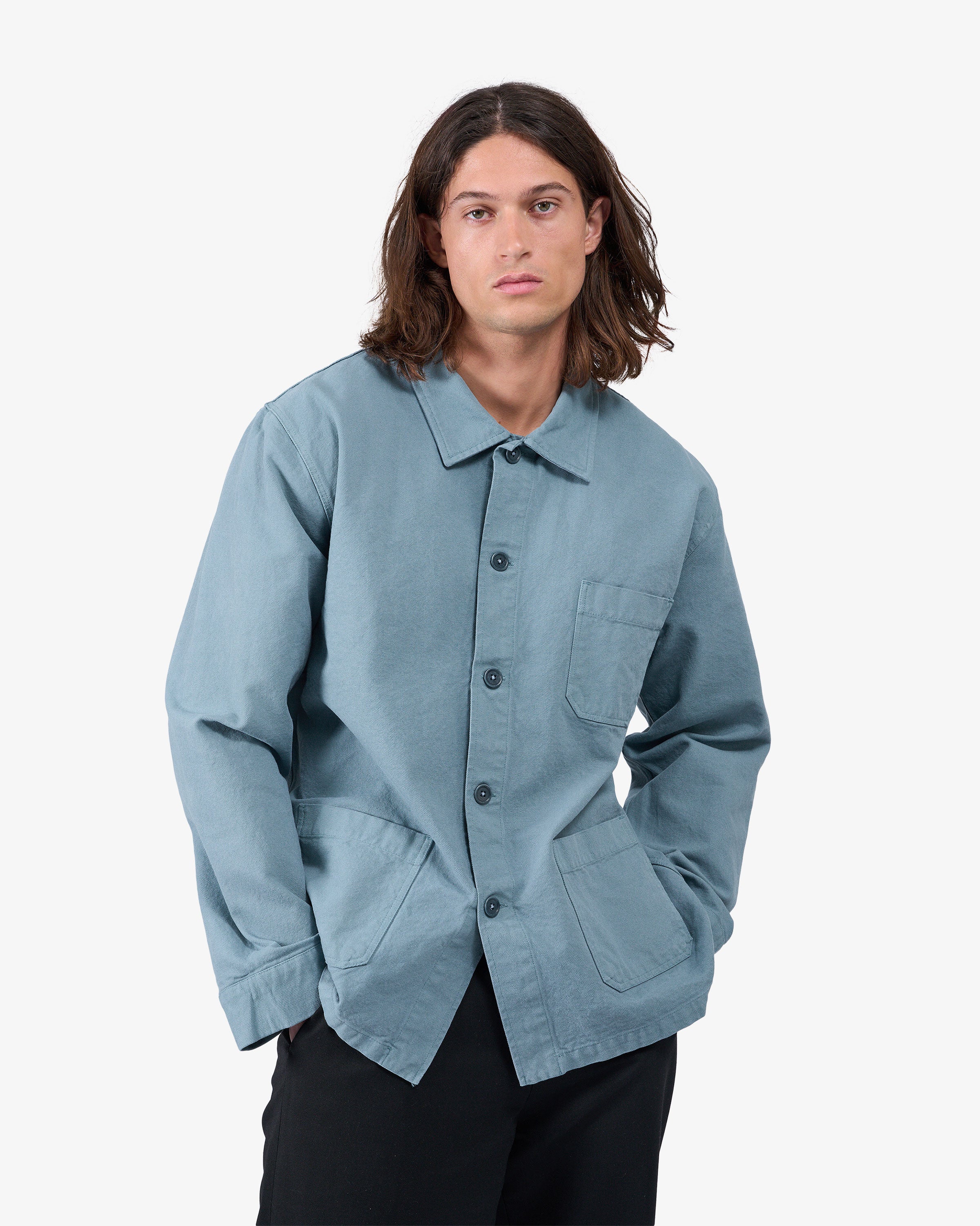 Organic Workwear Jacket - Stone Blue