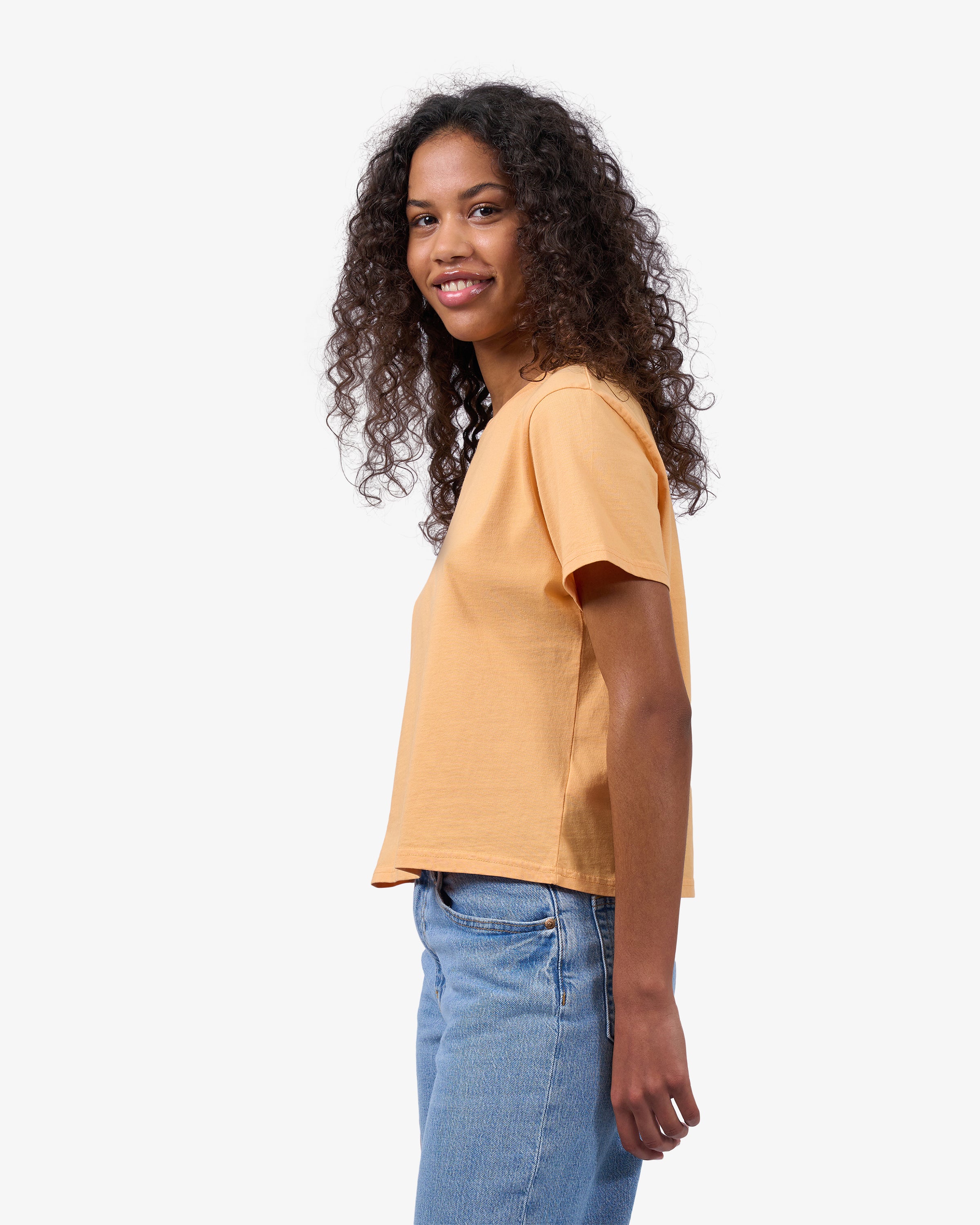 Organic Boxy Crop Tee - Bright Coral