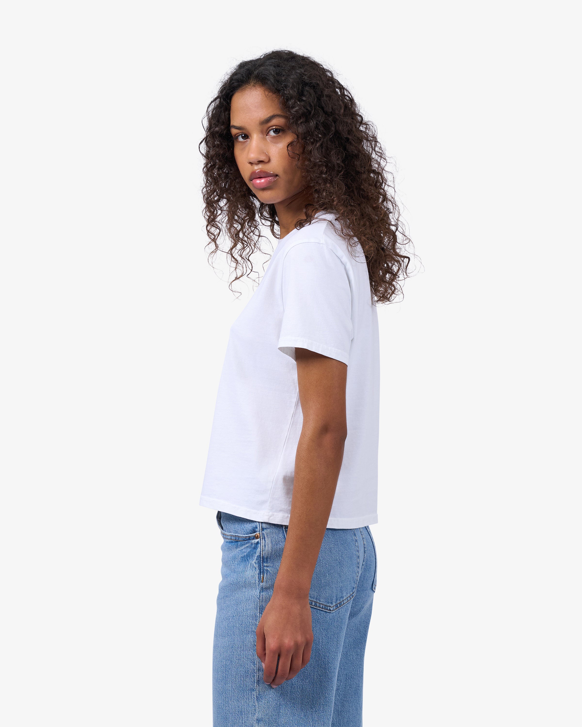 Organic Boxy Crop Tee - Ivory White