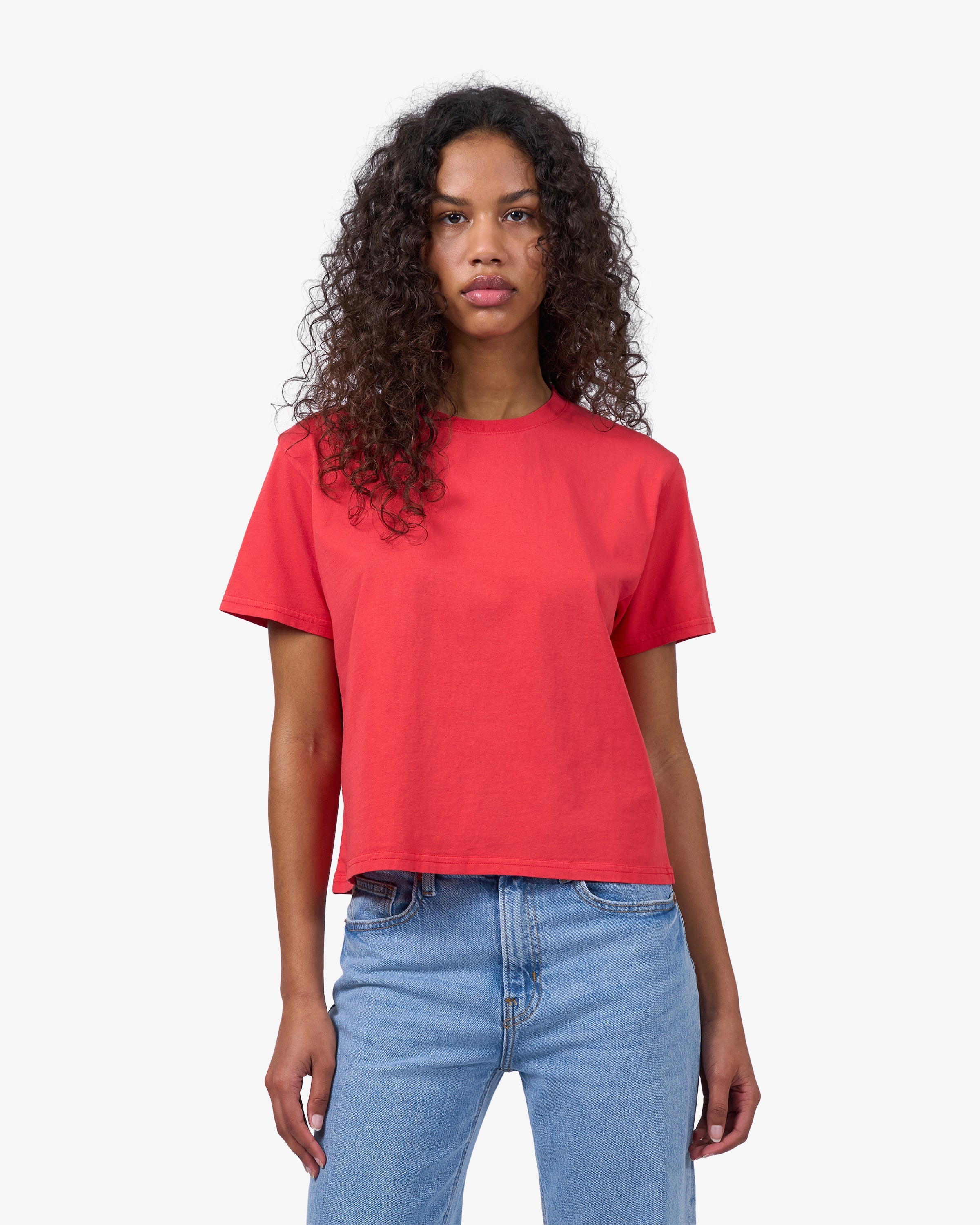 Organic Boxy Crop Tee - Sapphire Blue