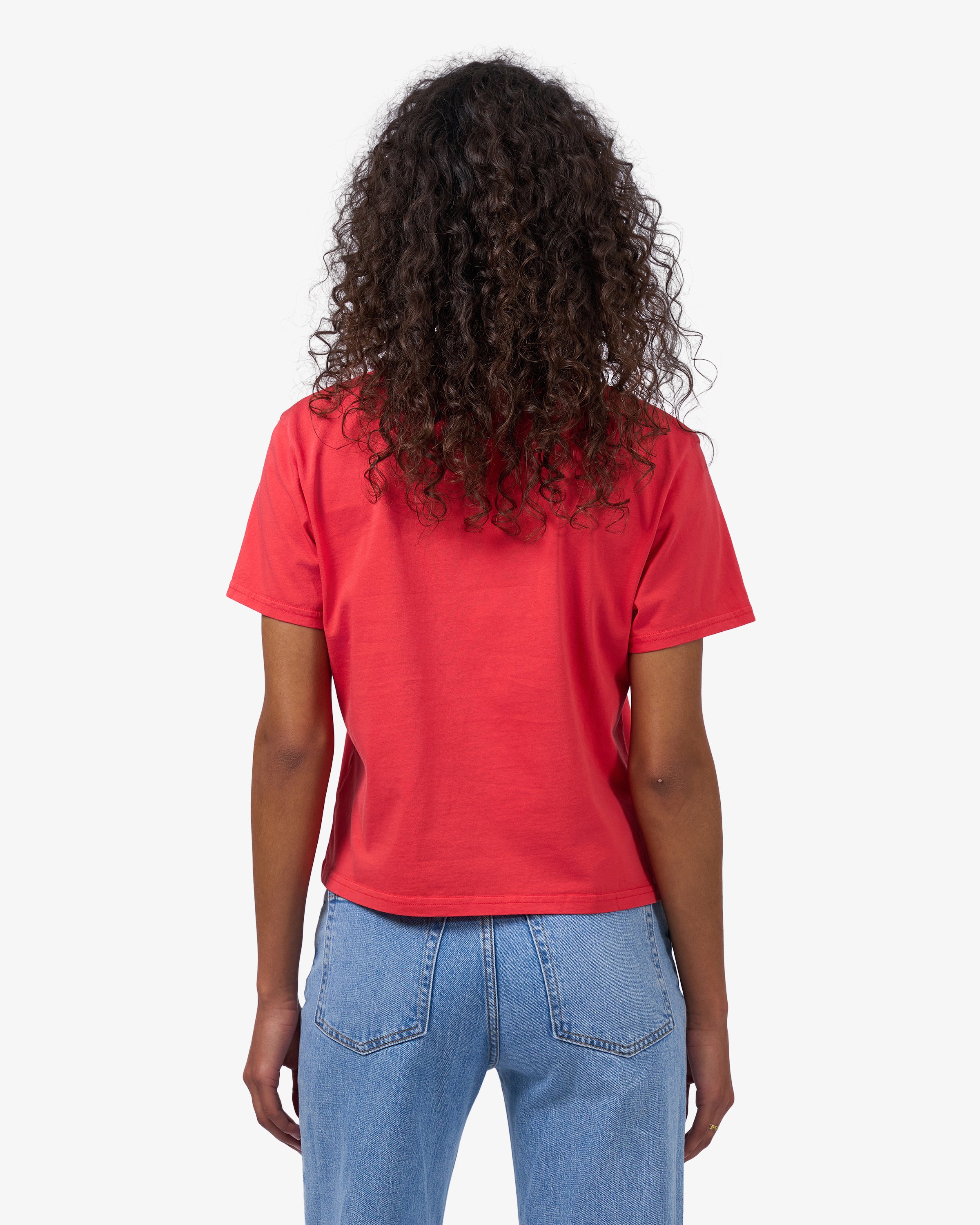 Organic Boxy Crop Tee - Red Tangerine