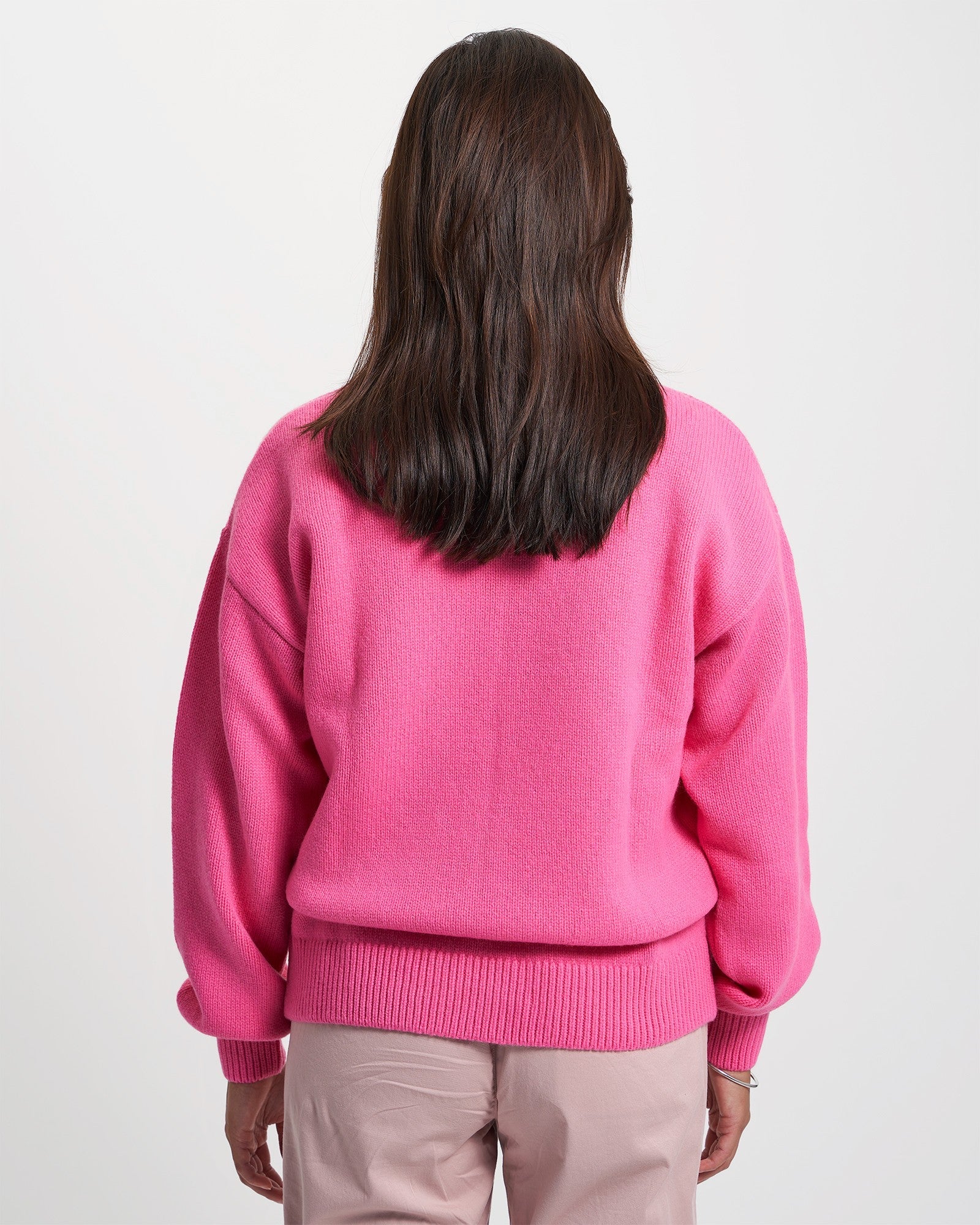 Oversized Merino Wool Crew - Magenta Blaze