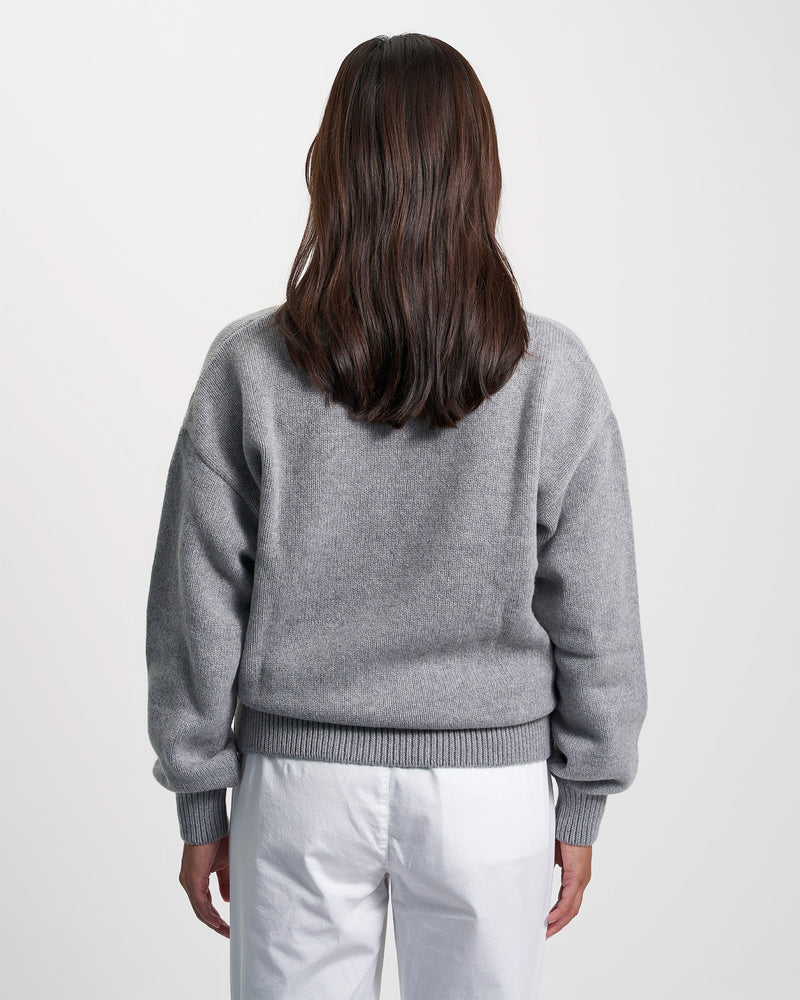 VERRI Size M Grey Heather Wool Long Sleeve T-shirt