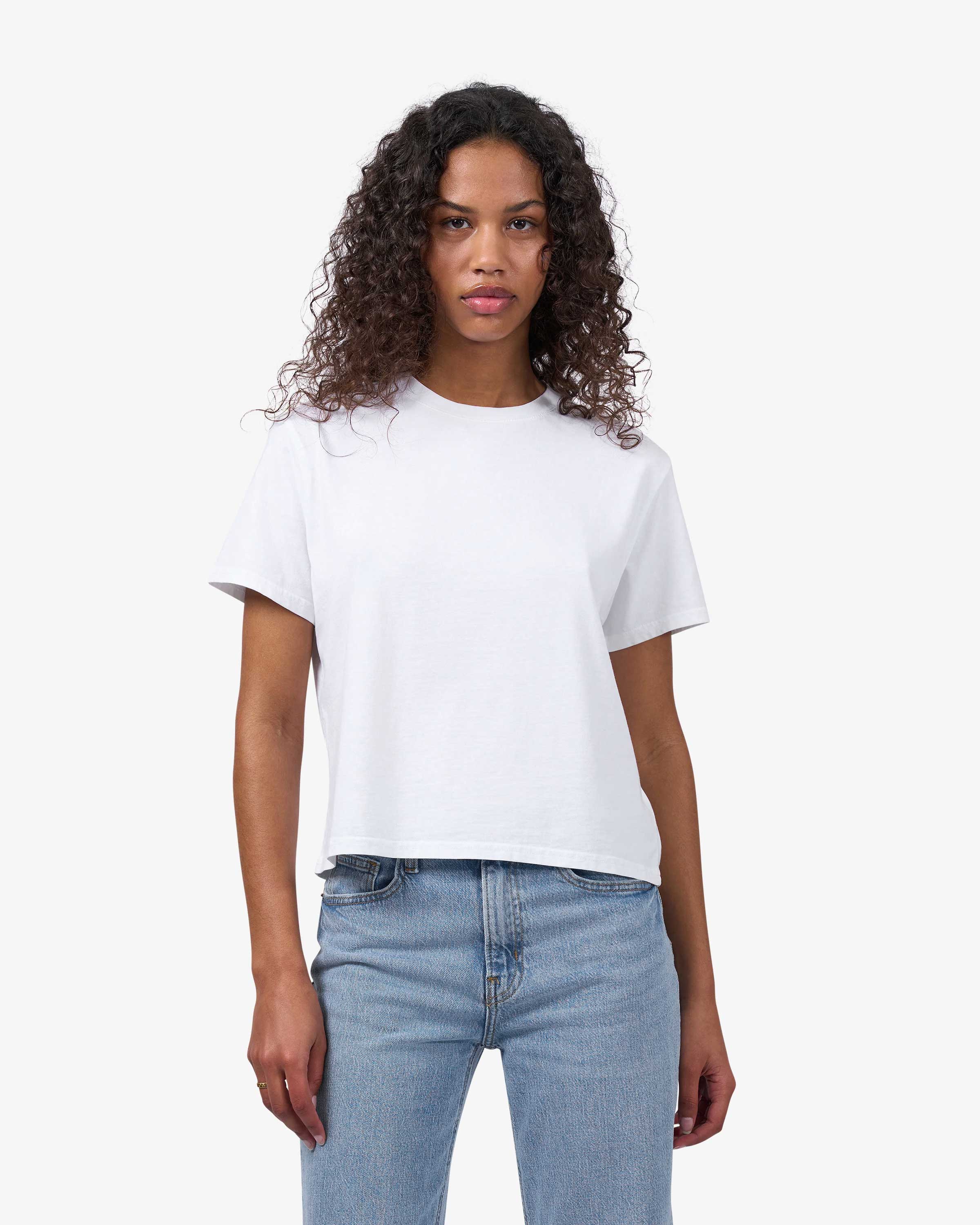 Organic Boxy Crop Tee - Optical White