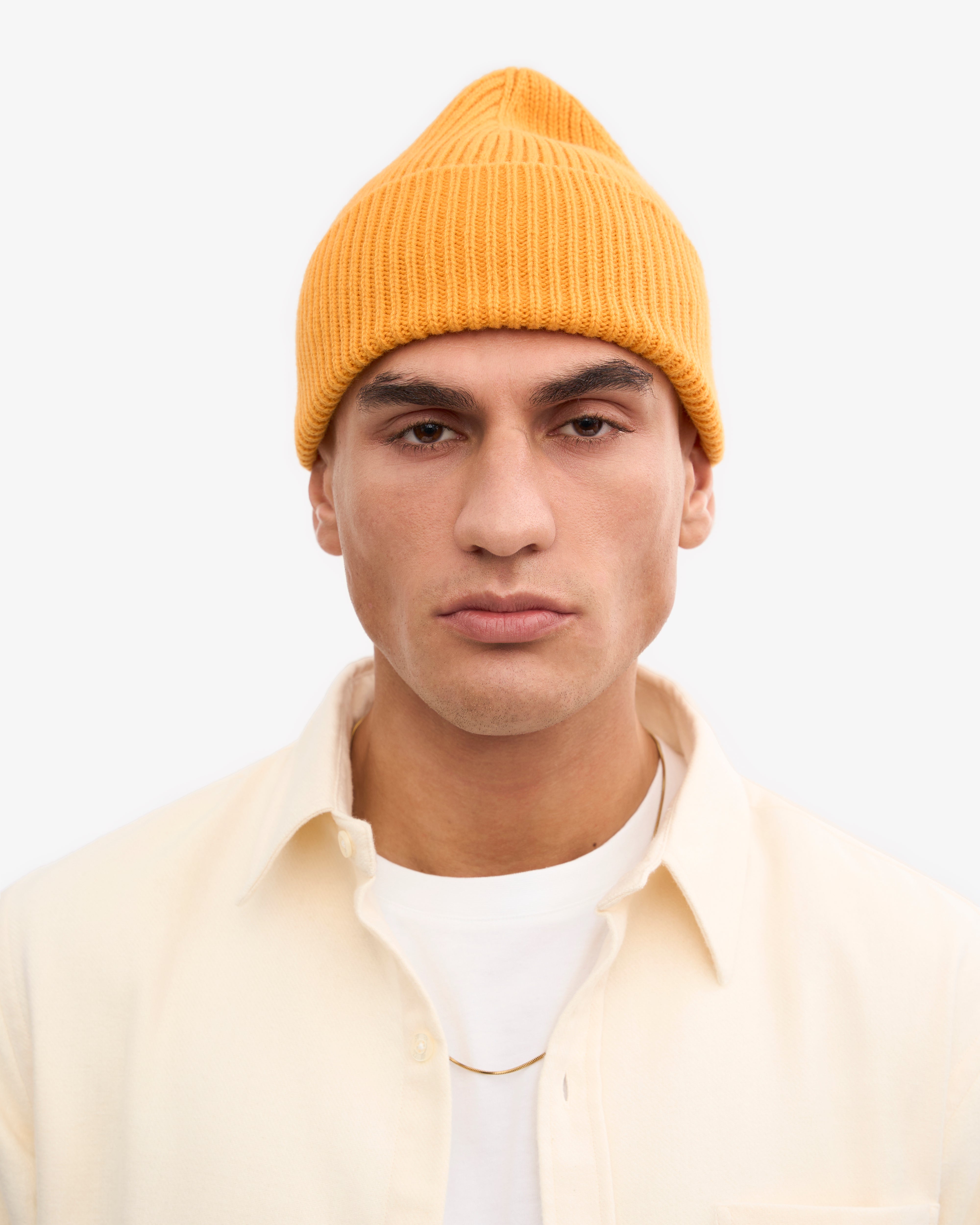 Merino Wool Beanie - Burned Yellow One Size