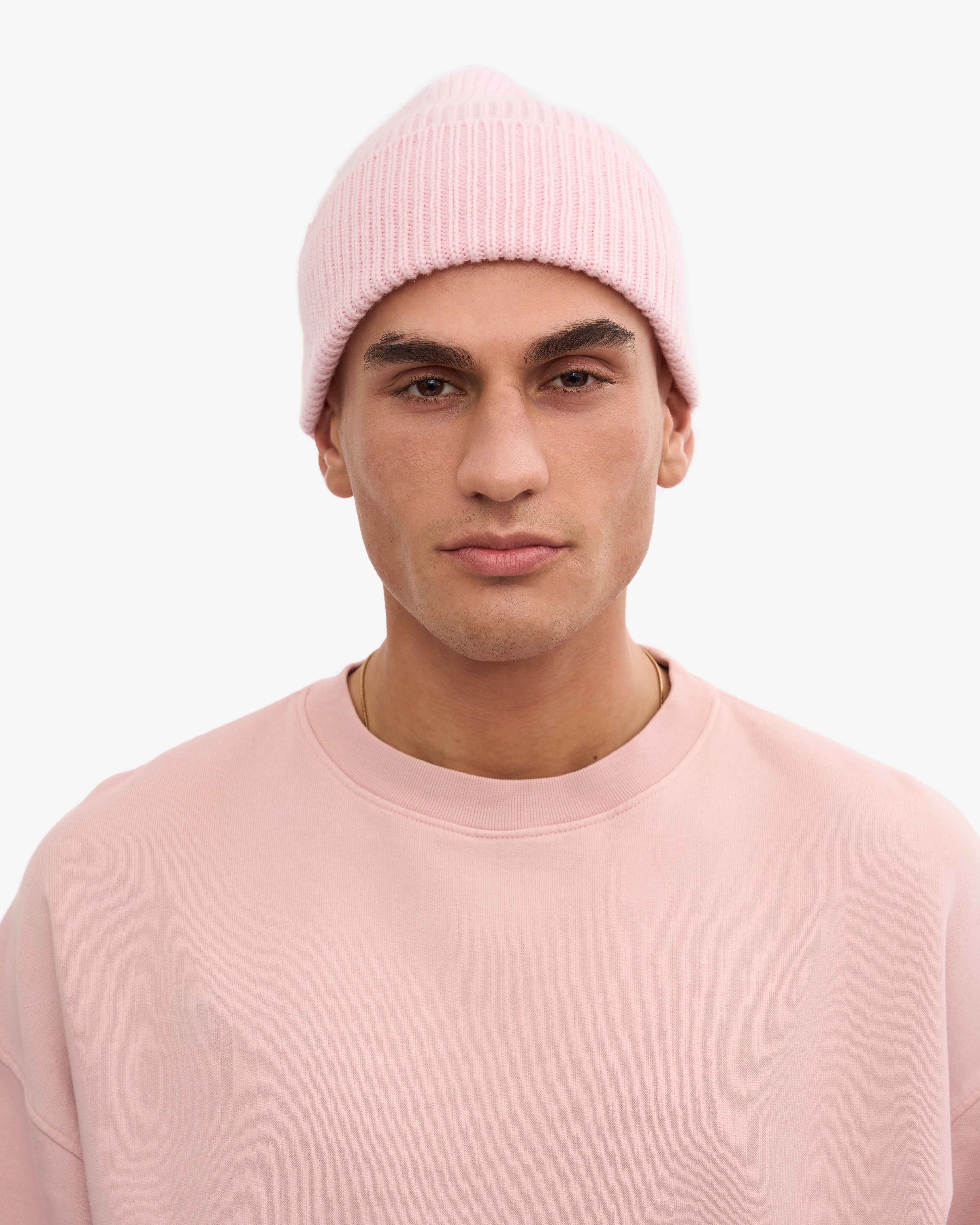 Merino Wool Beanie - Faded Pink One Size