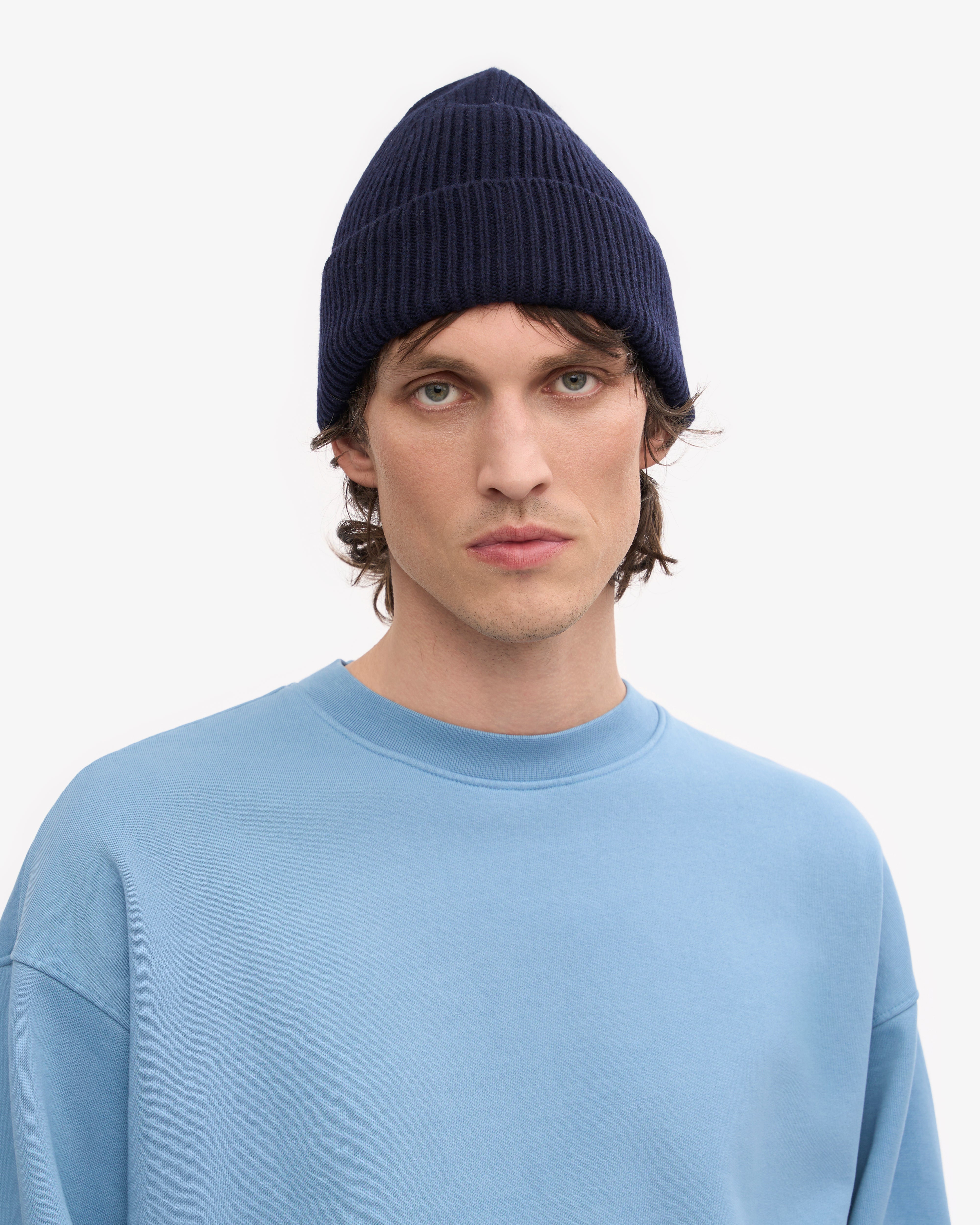 Merino Wool Beanie - Navy Blue