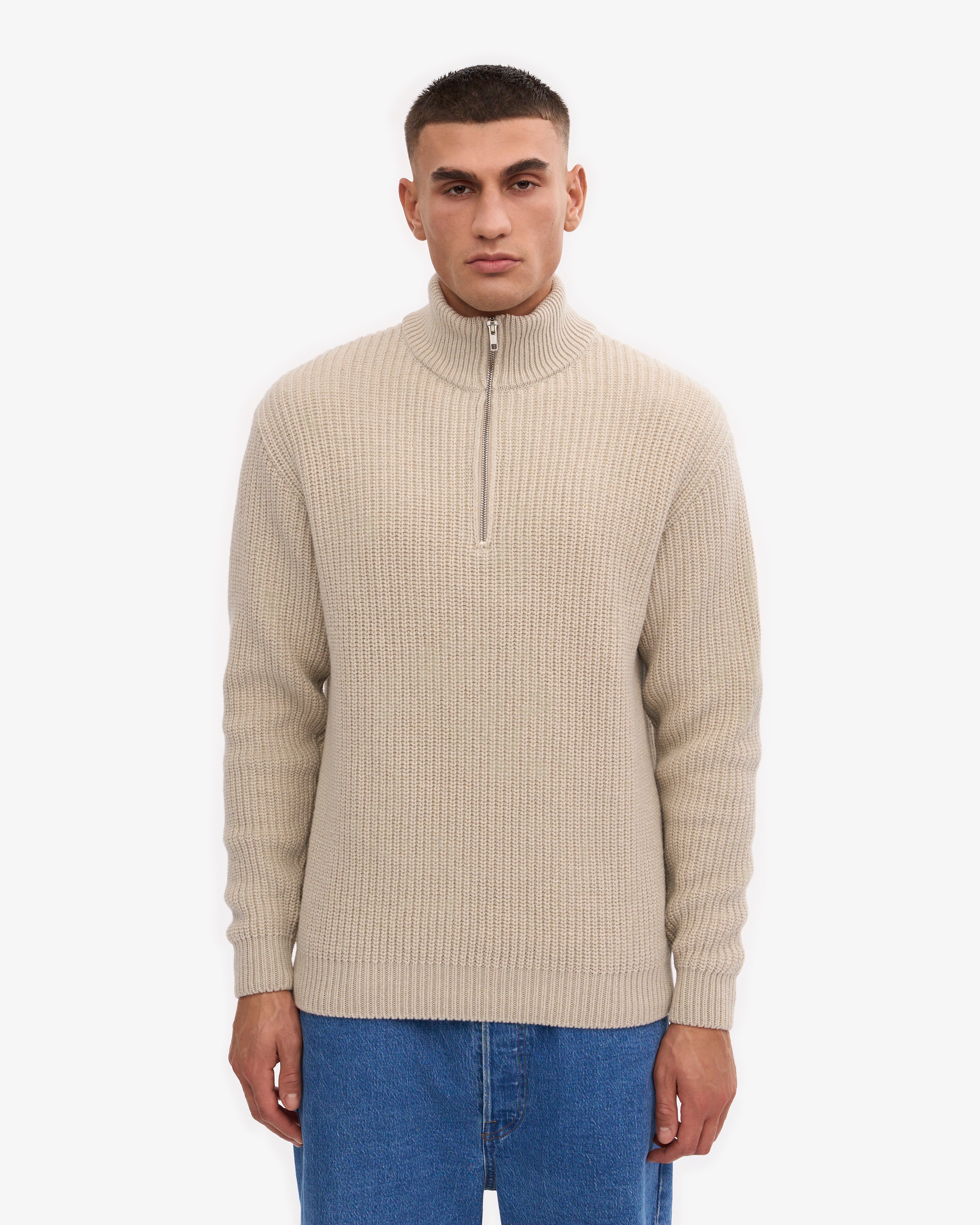 Merino Quarter Zip - Ivory White