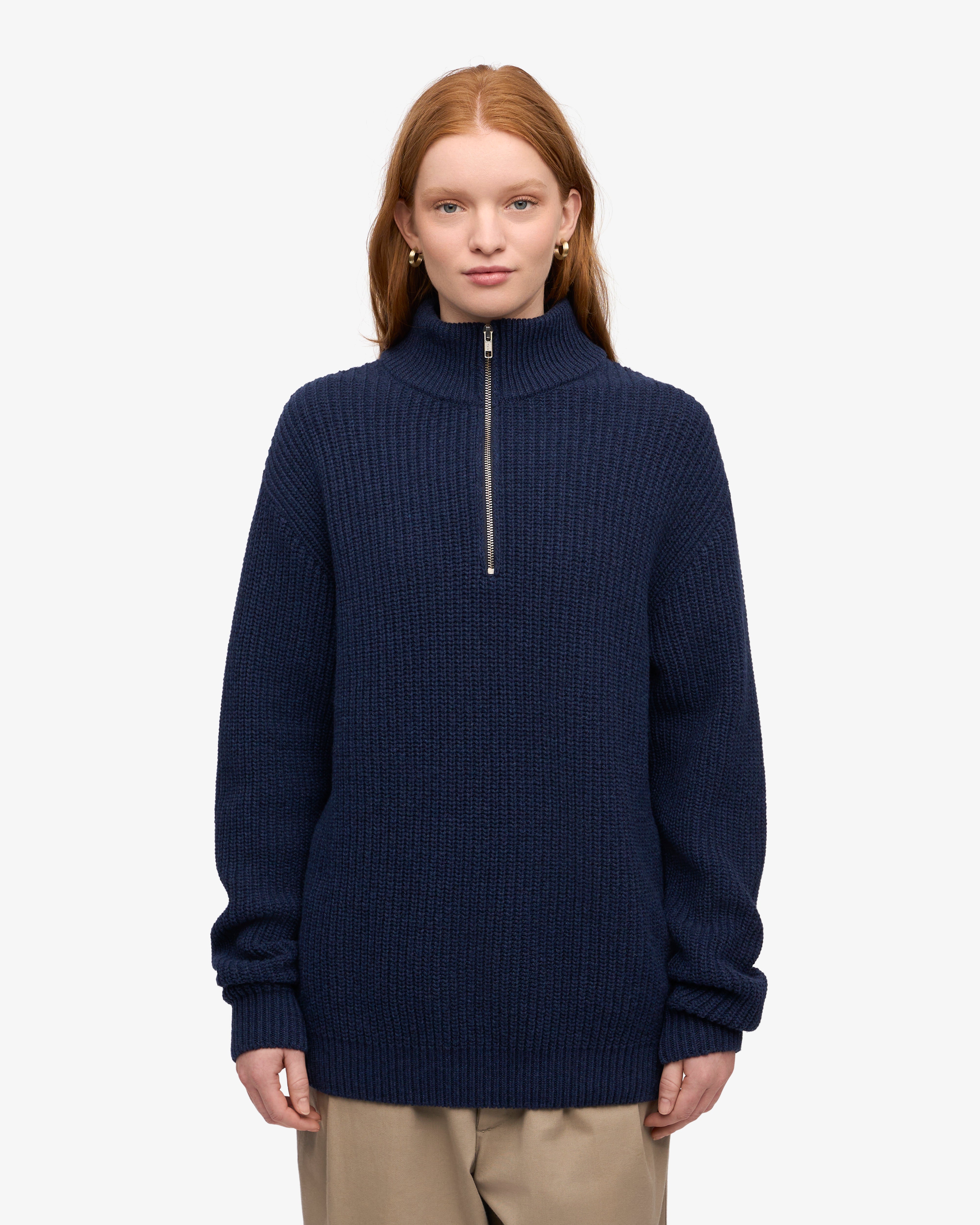 Merino Quarter Zip - Marine Blue