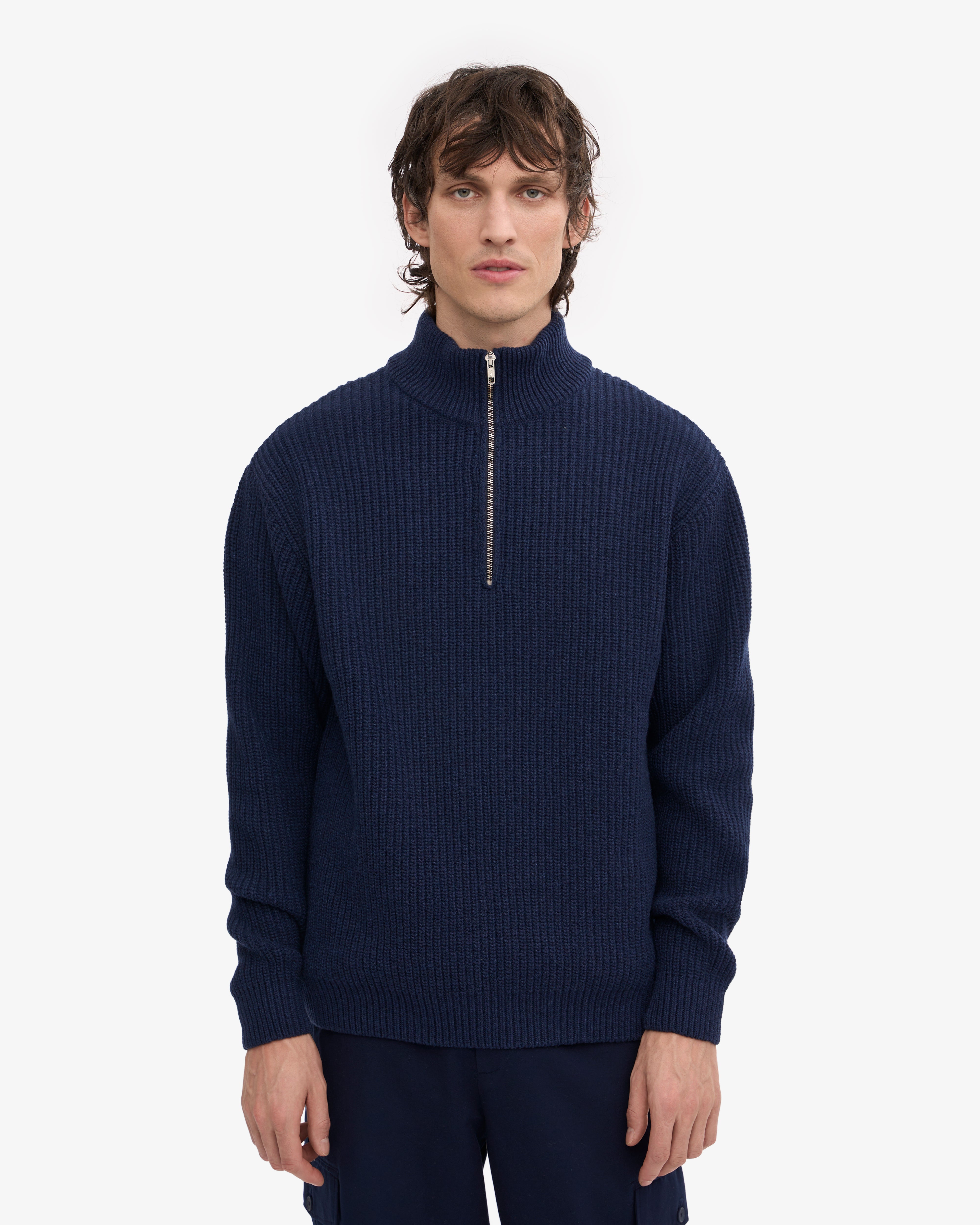 Merino Quarter Zip - Marine Blue