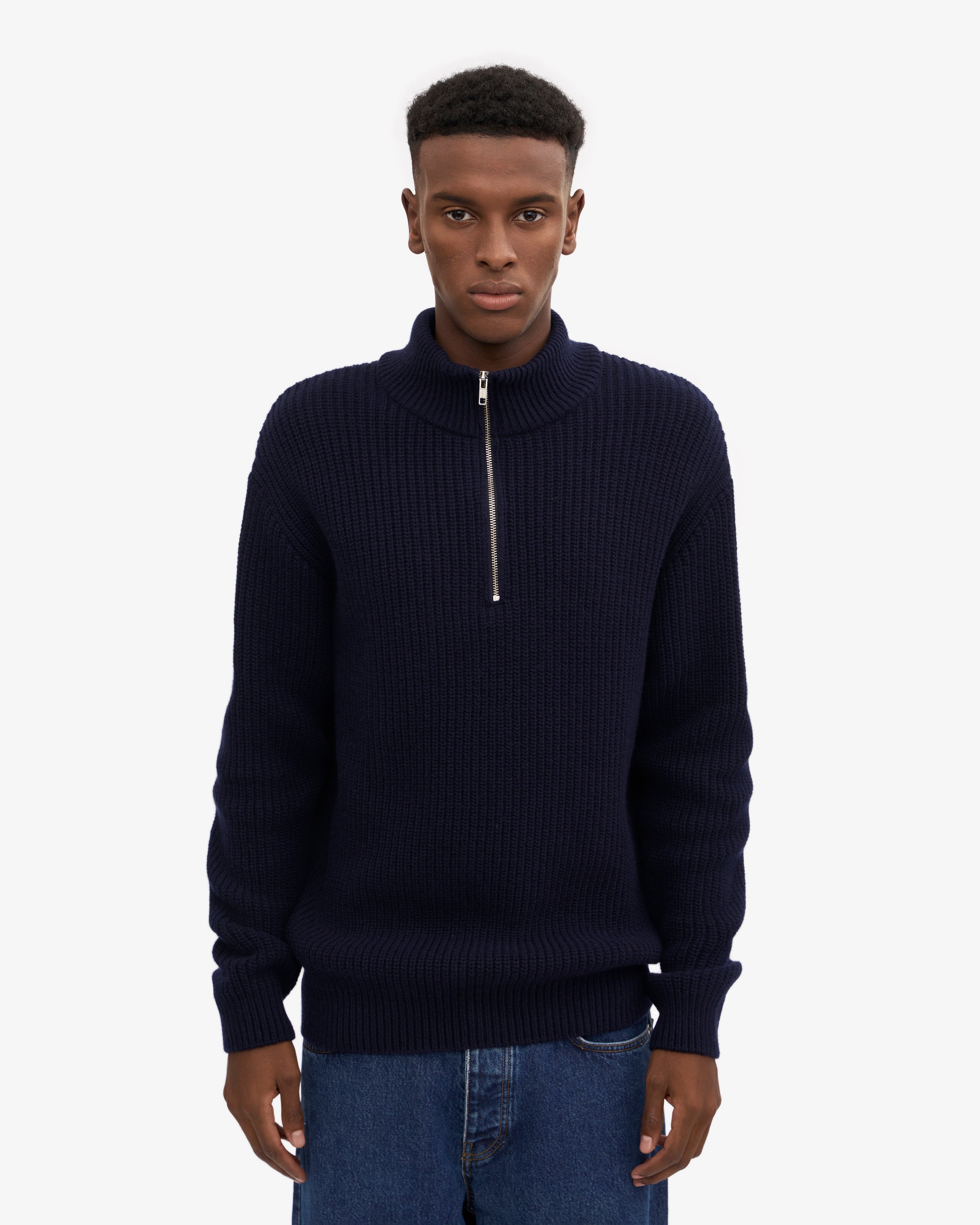 Merino Quarter Zip - Navy Blue