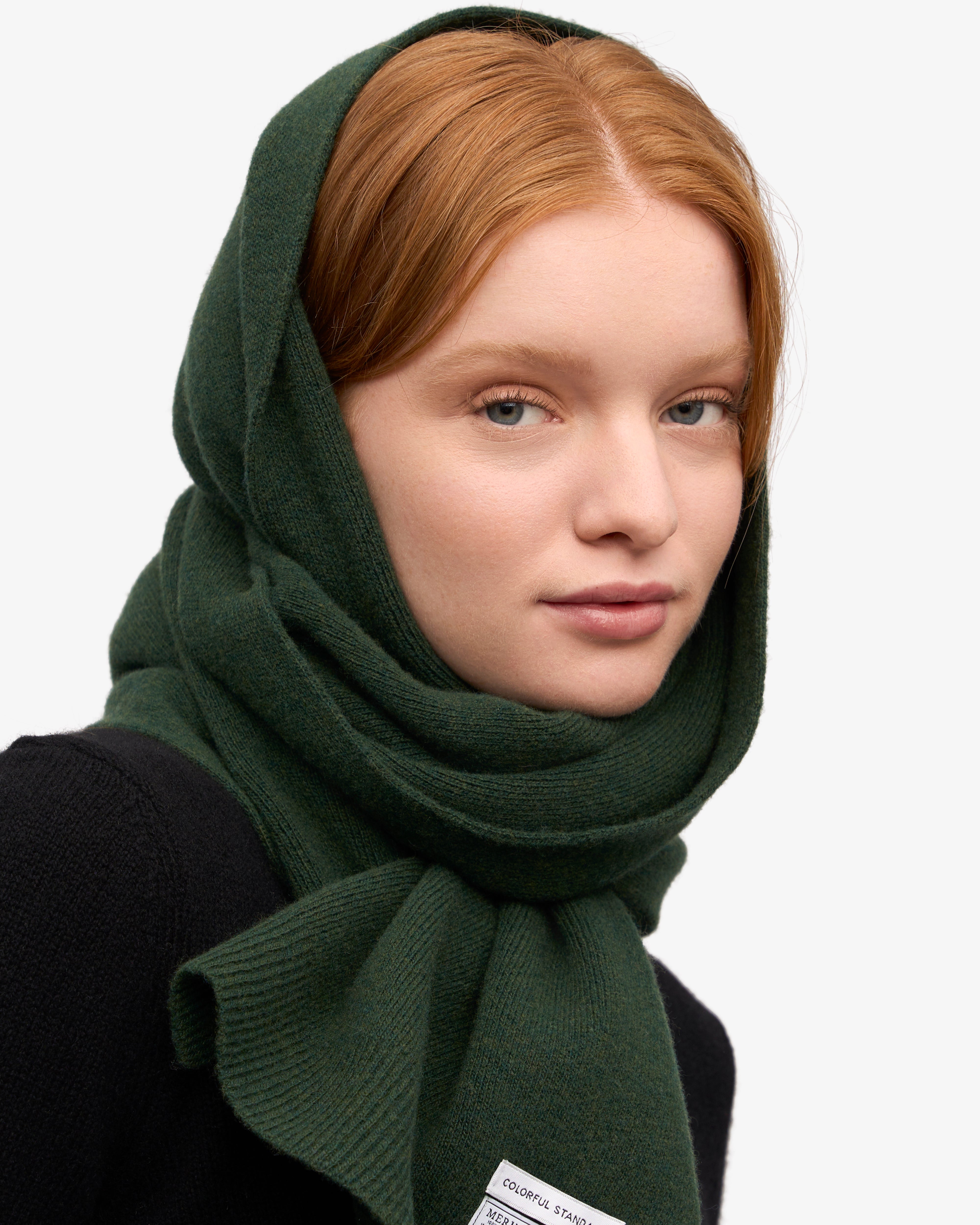 Merino Wool Scarf Emerald Green - Main Image