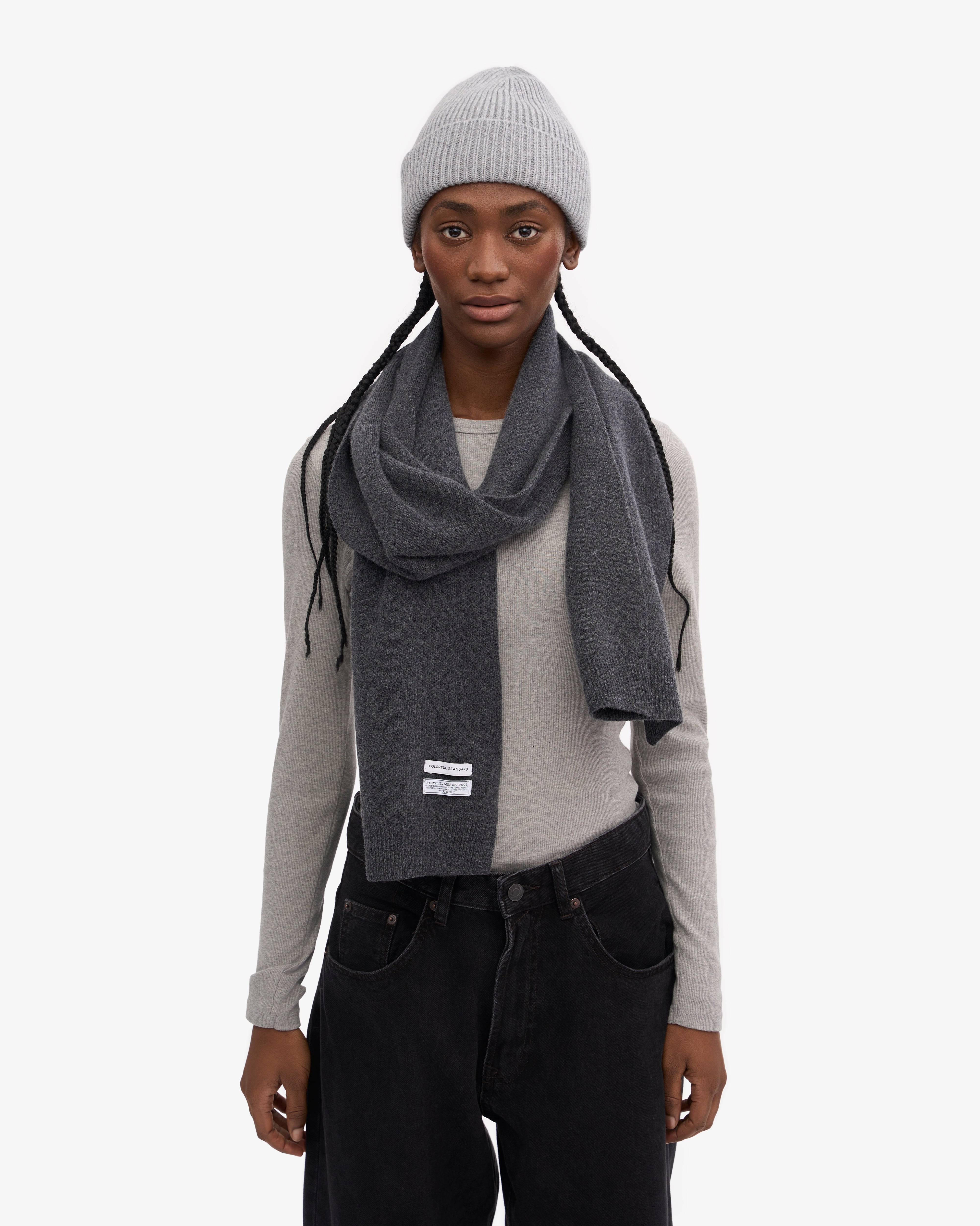 Merino Wool Scarf - Lava Grey