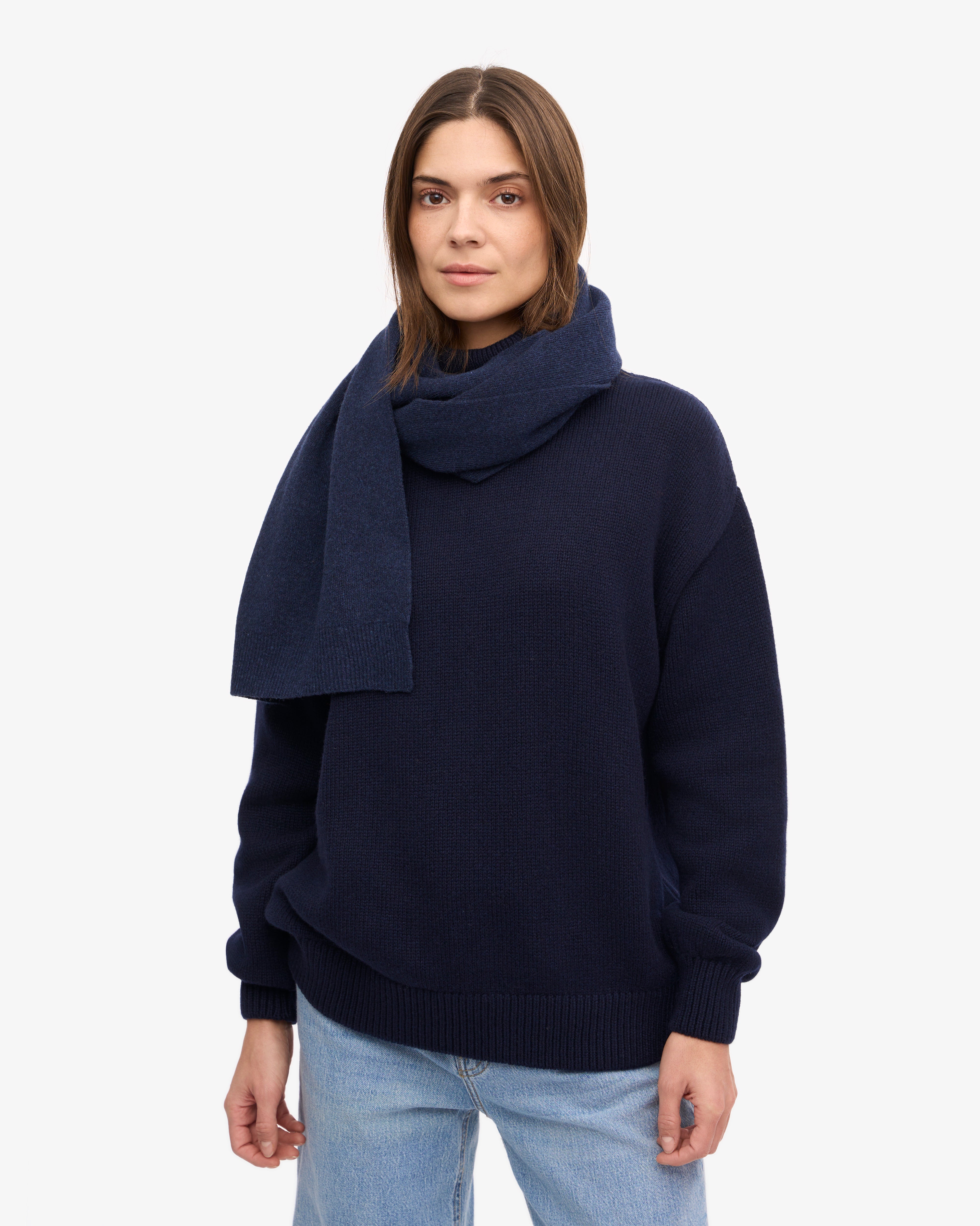 Merino Wool Scarf - Marine Blue