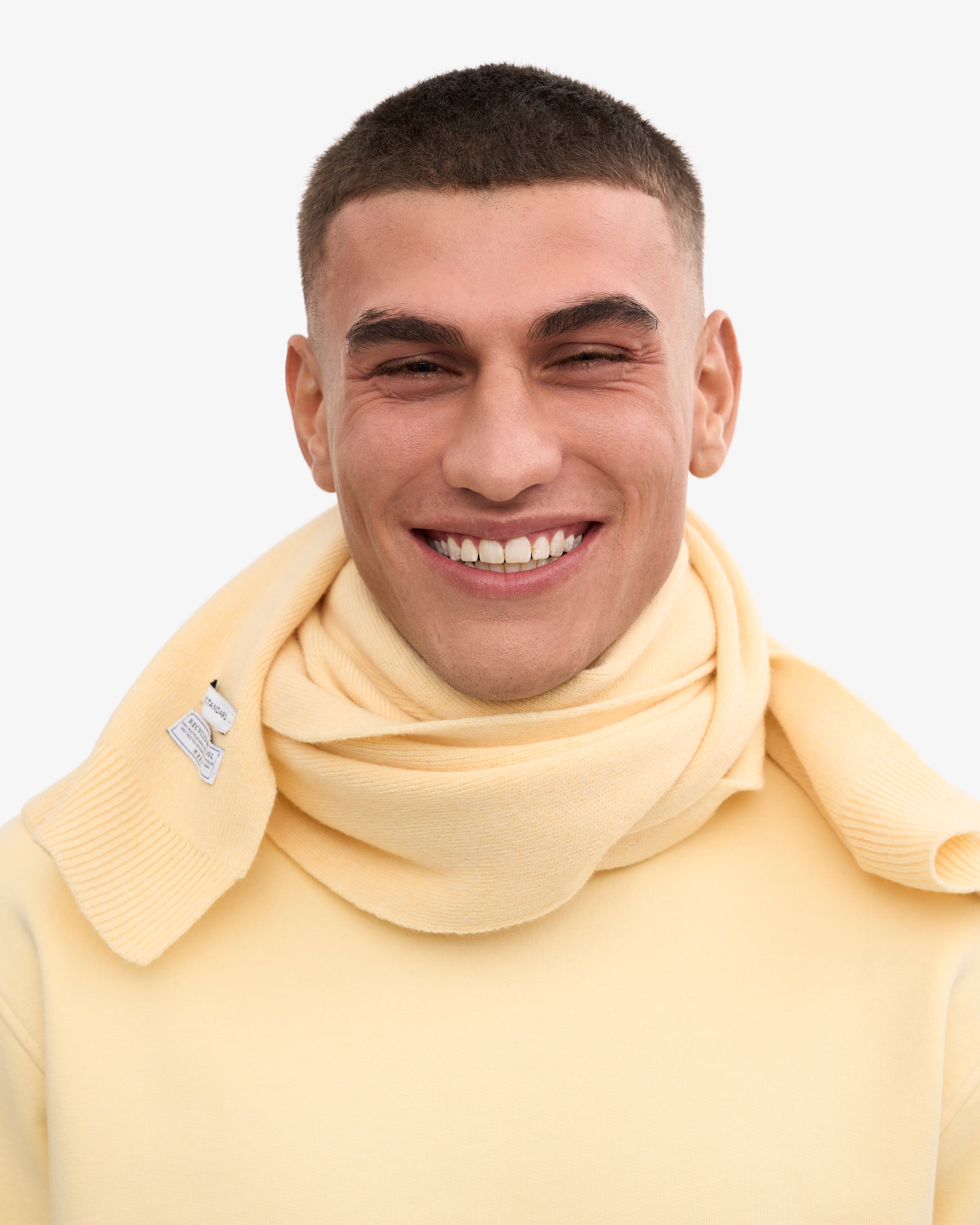 Merino Wool Scarf - Soft Yellow One Size