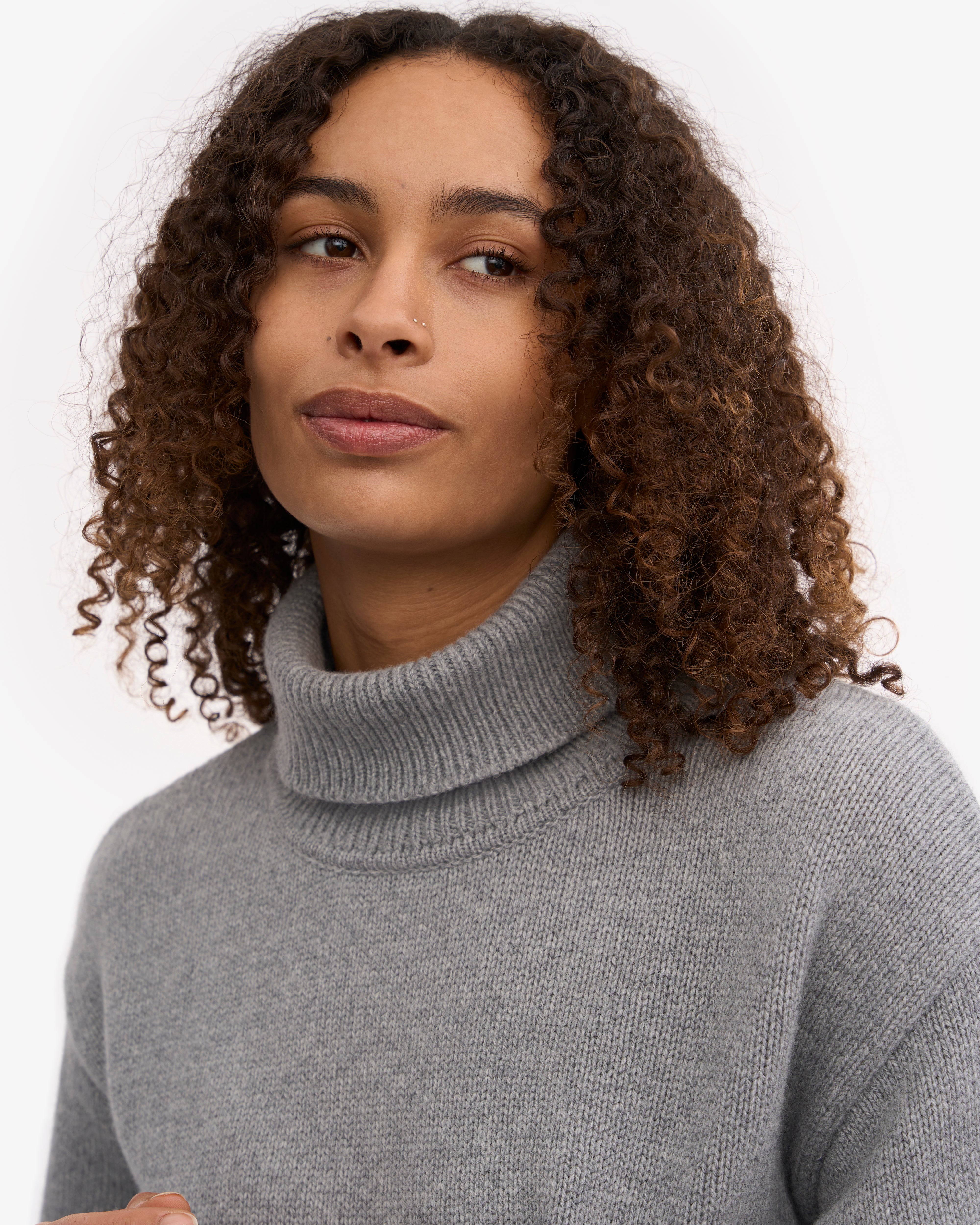Merino Wool Turtleneck Heather Grey