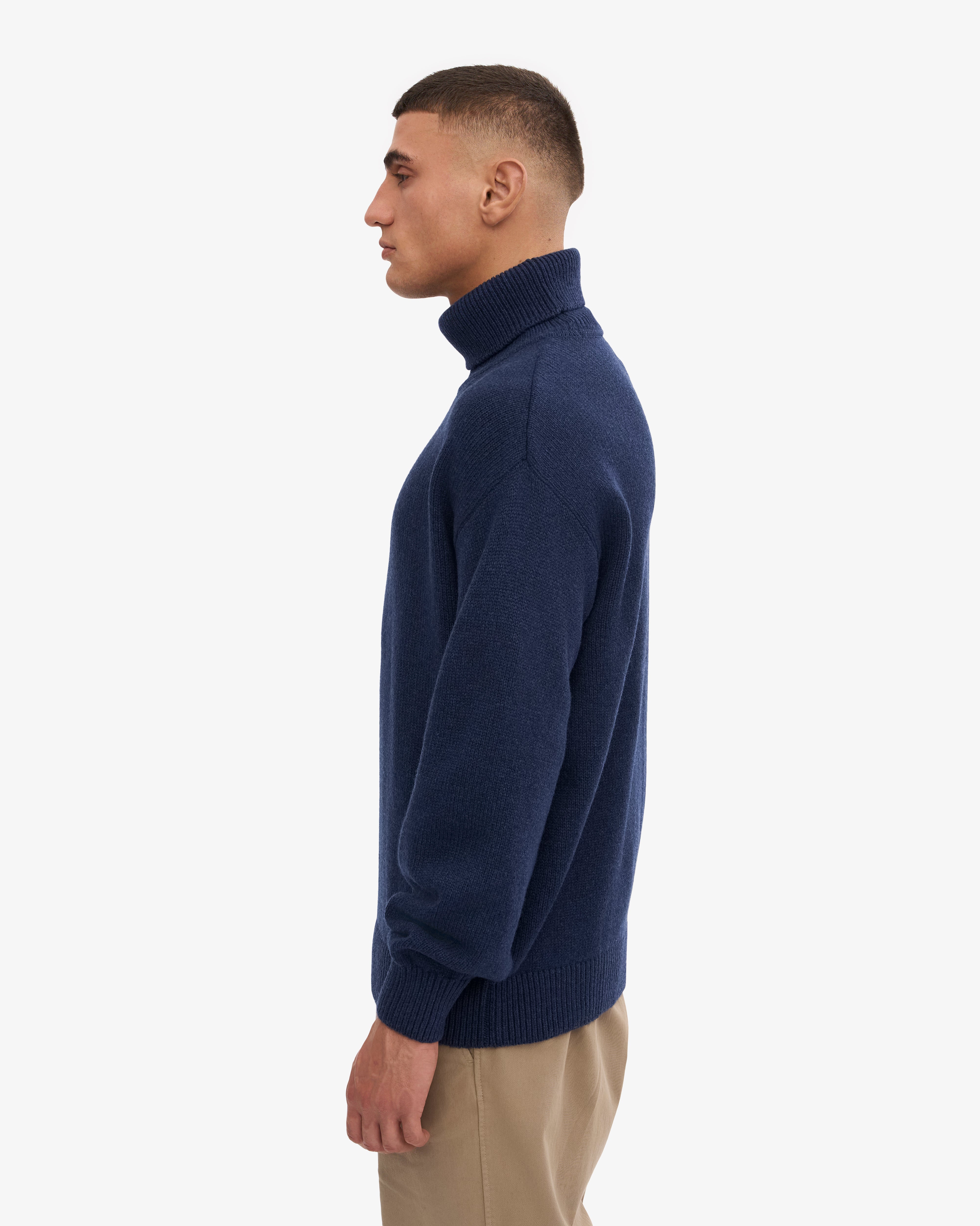 Merino Wool Turtleneck - Marine Blue