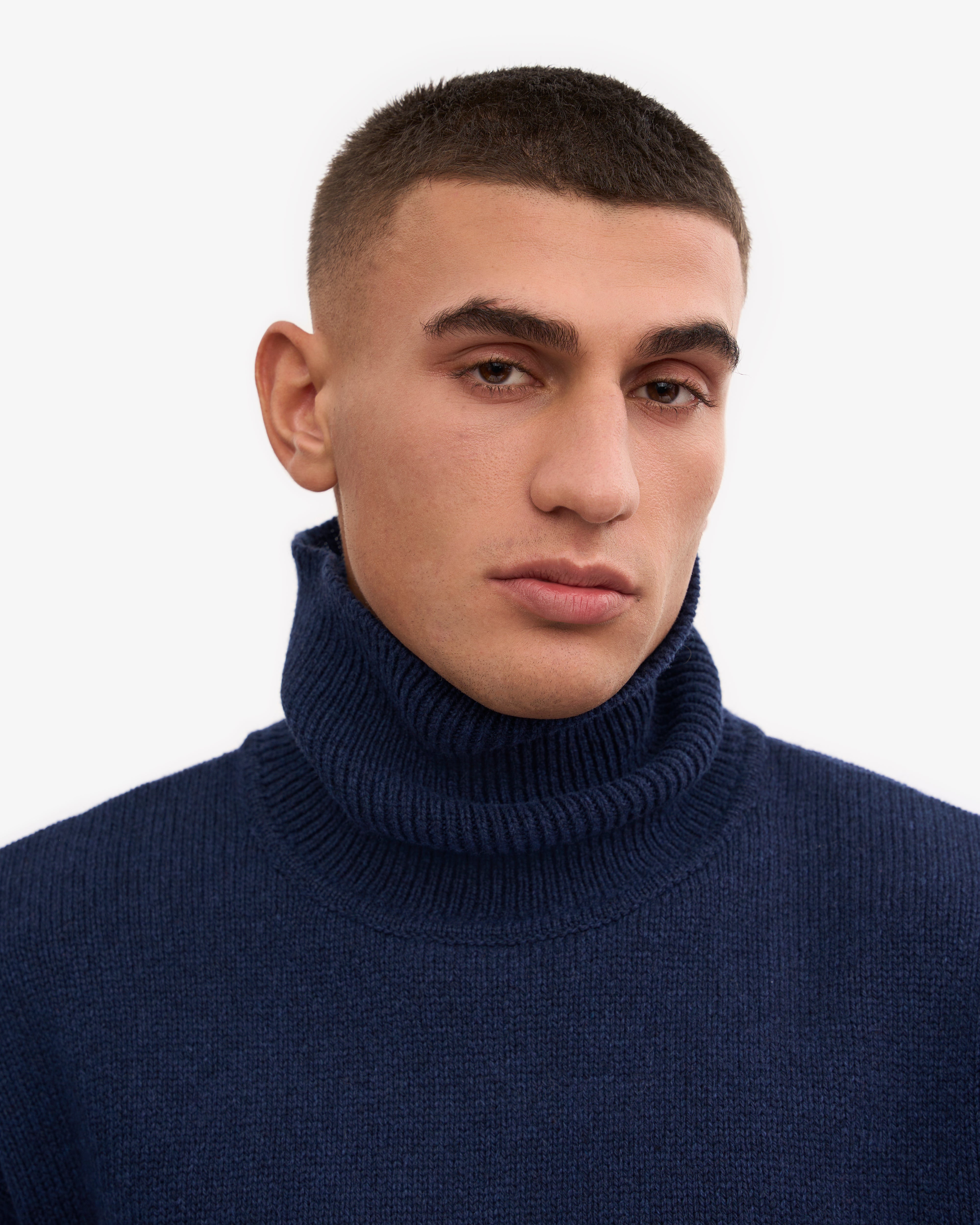 Merino Wool Turtleneck - Marine Blue