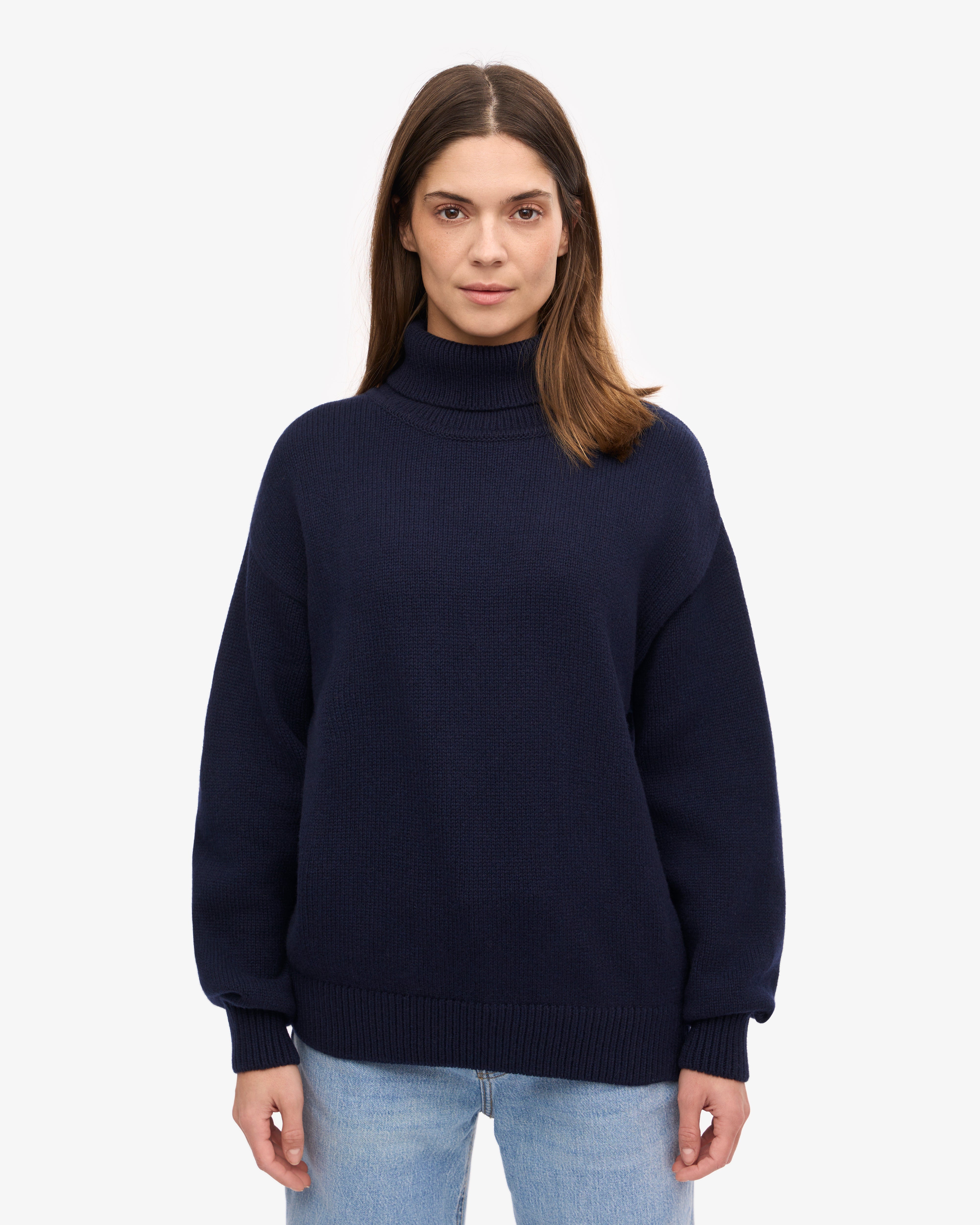 Merino Wool Turtleneck - Navy Blue