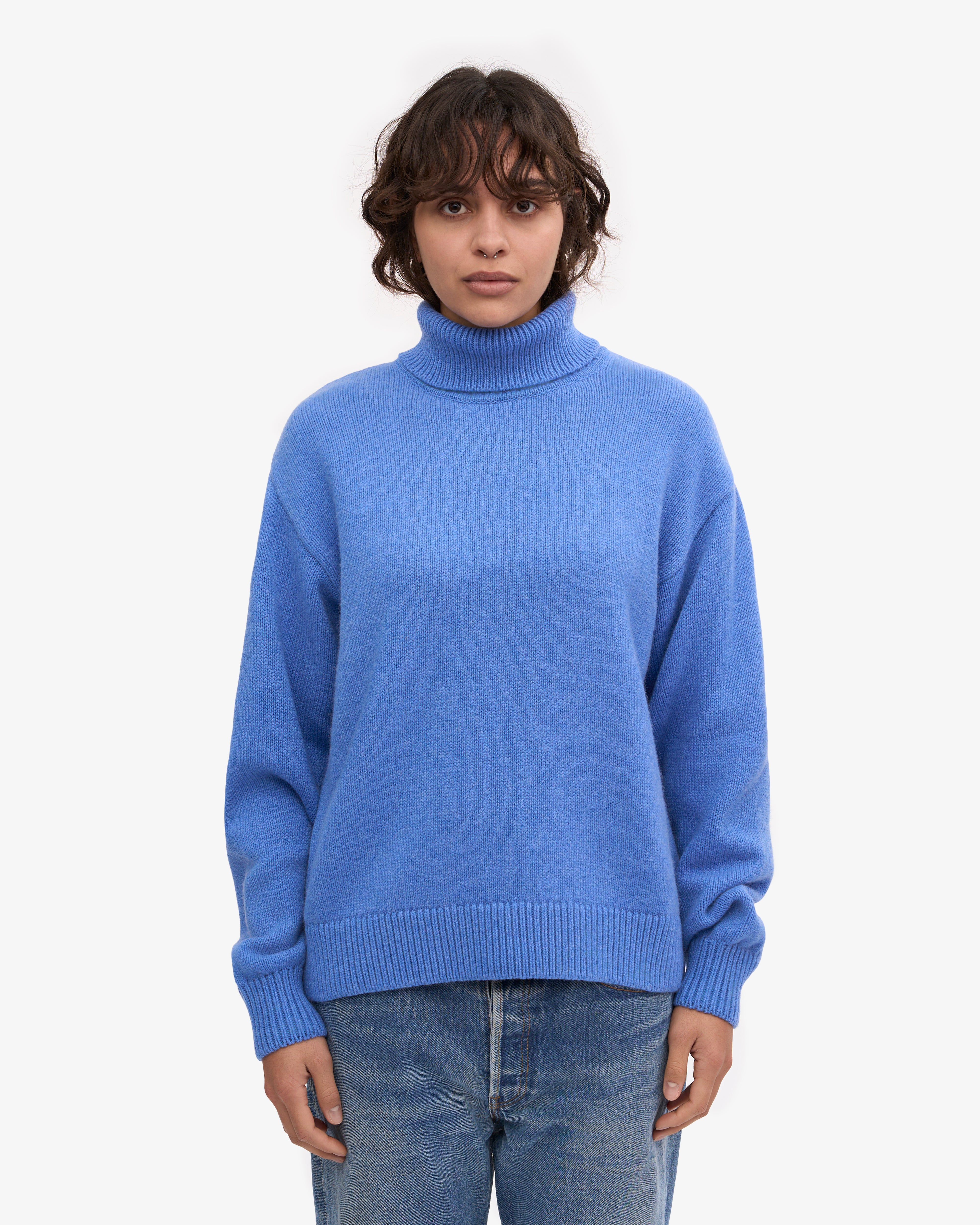 Merino Wool Turtleneck - Pacific Blue