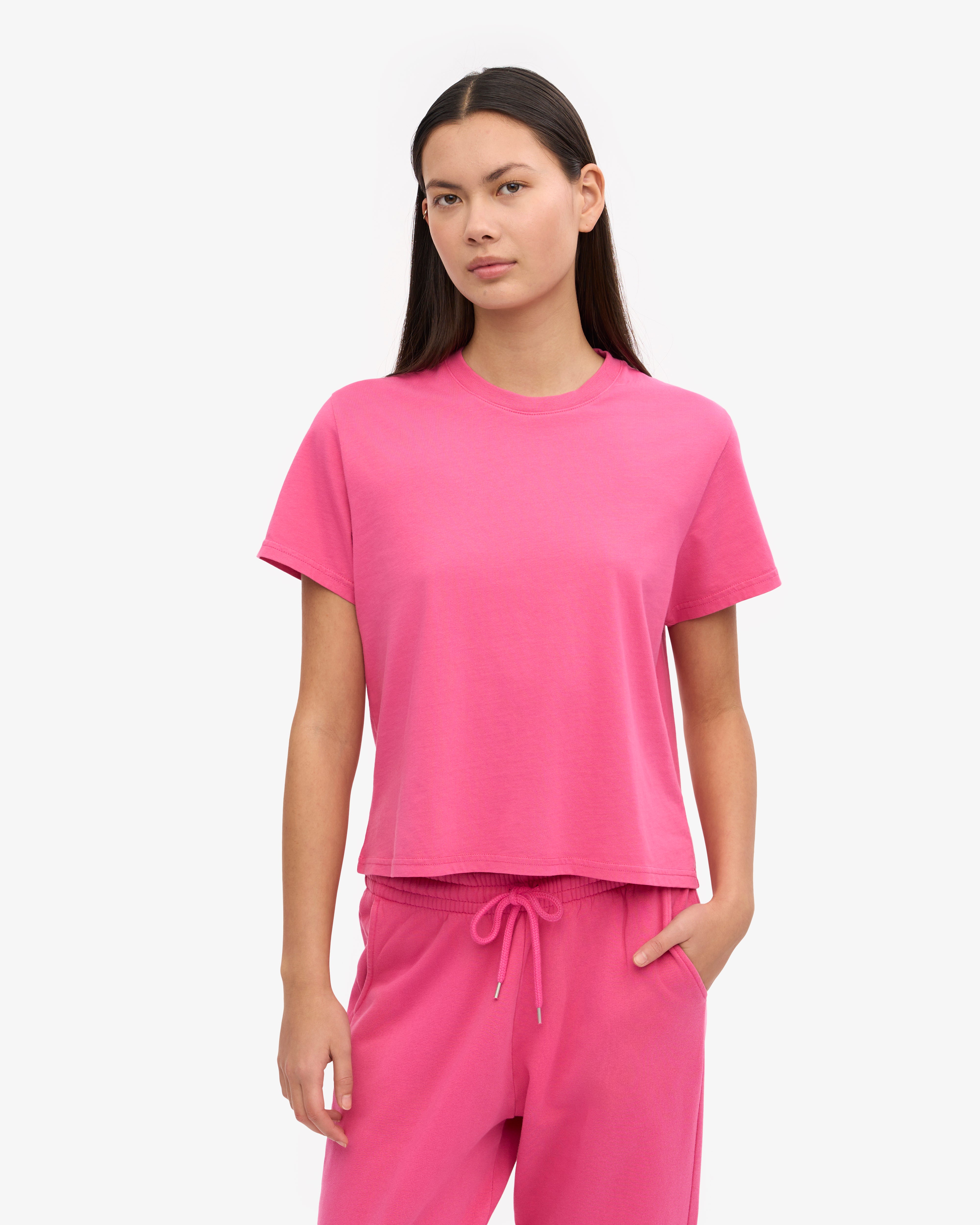 Organic Boxy Crop Tee - Bubblegum Pink XS