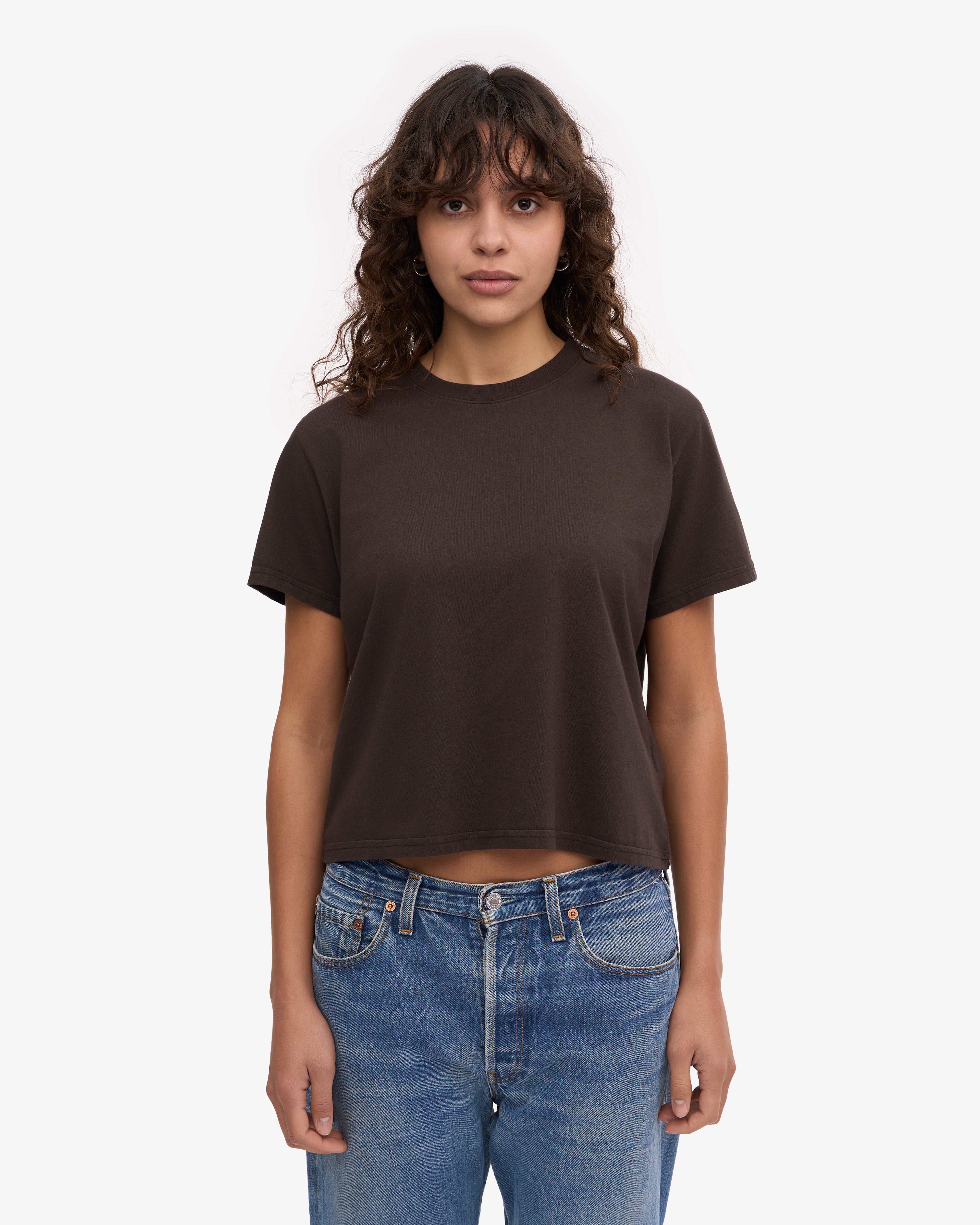 Organic Boxy Crop Tee - Coffee Brown XS