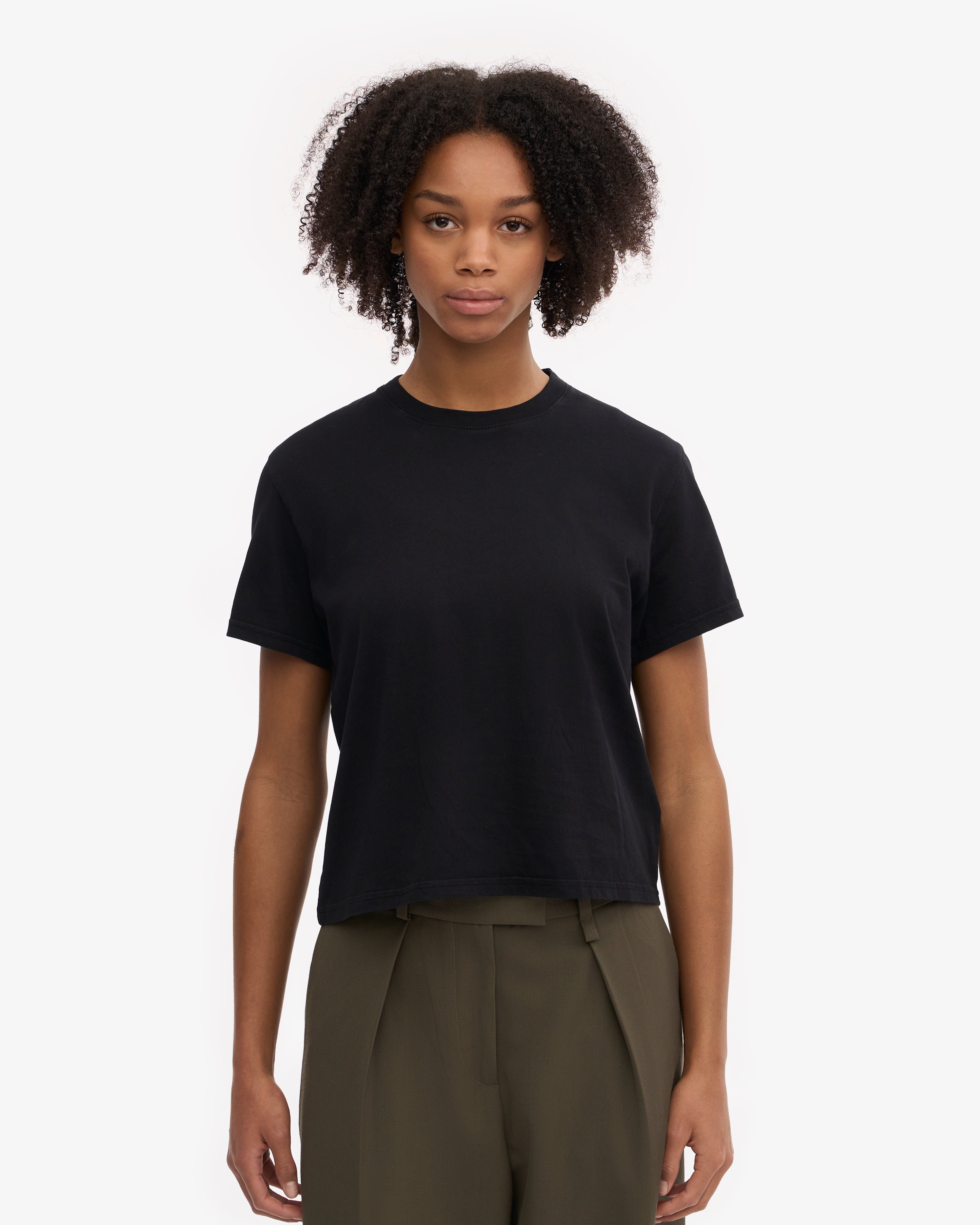 Organic Boxy Crop Tee - Deep Black XS