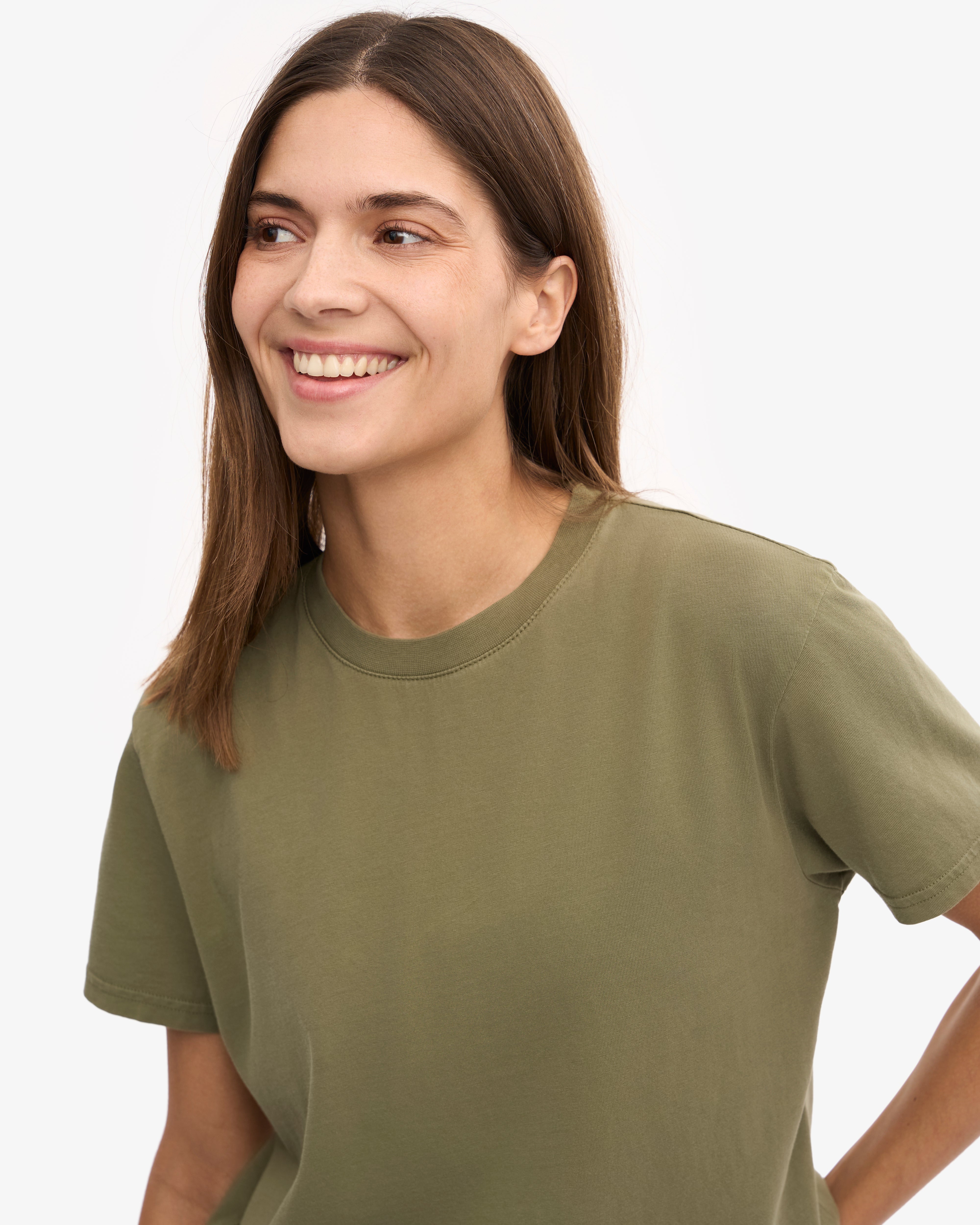 Organic Boxy Crop Tee - Dusty Olive XS