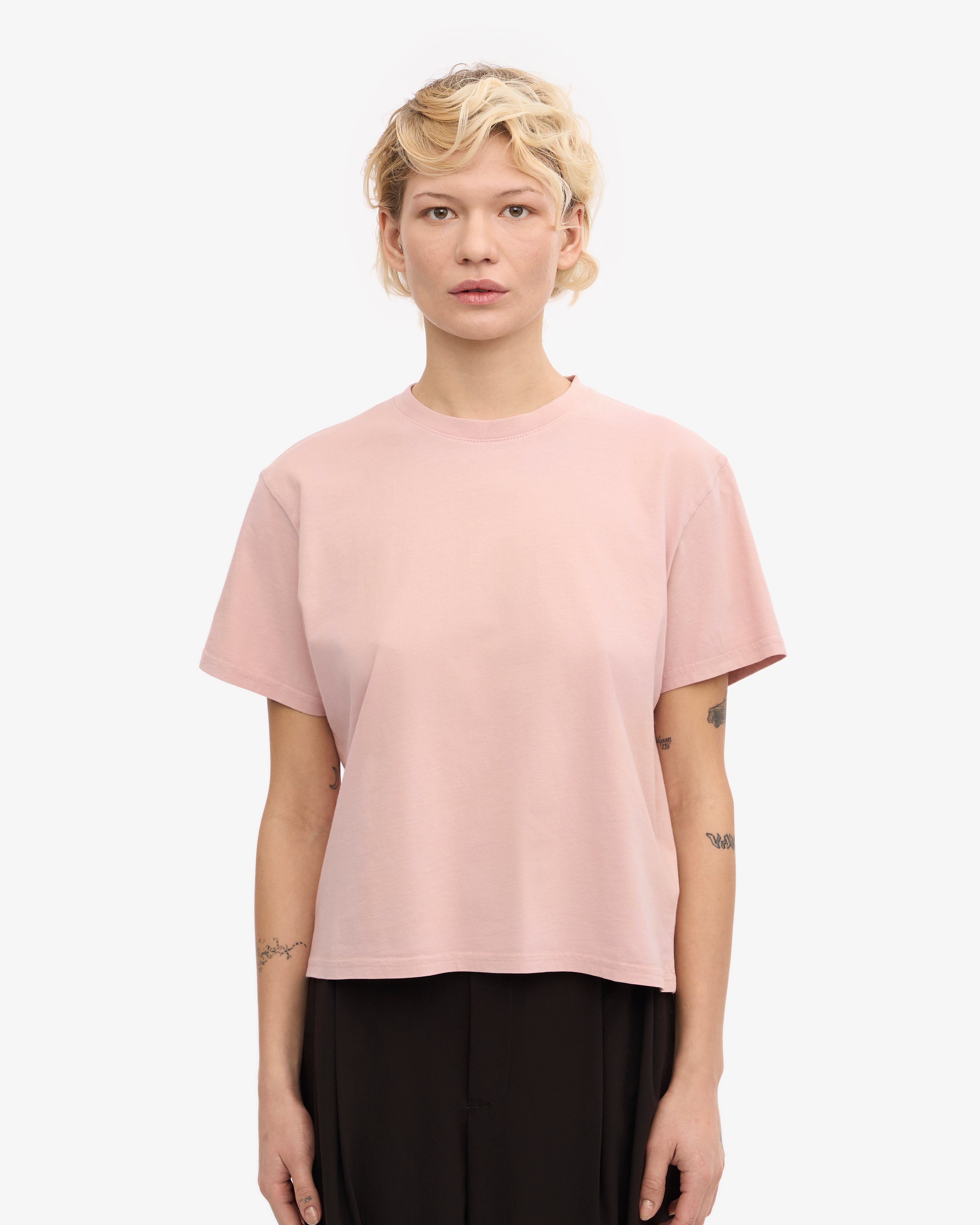 Organic Boxy Crop Tee - Faded Pink XS