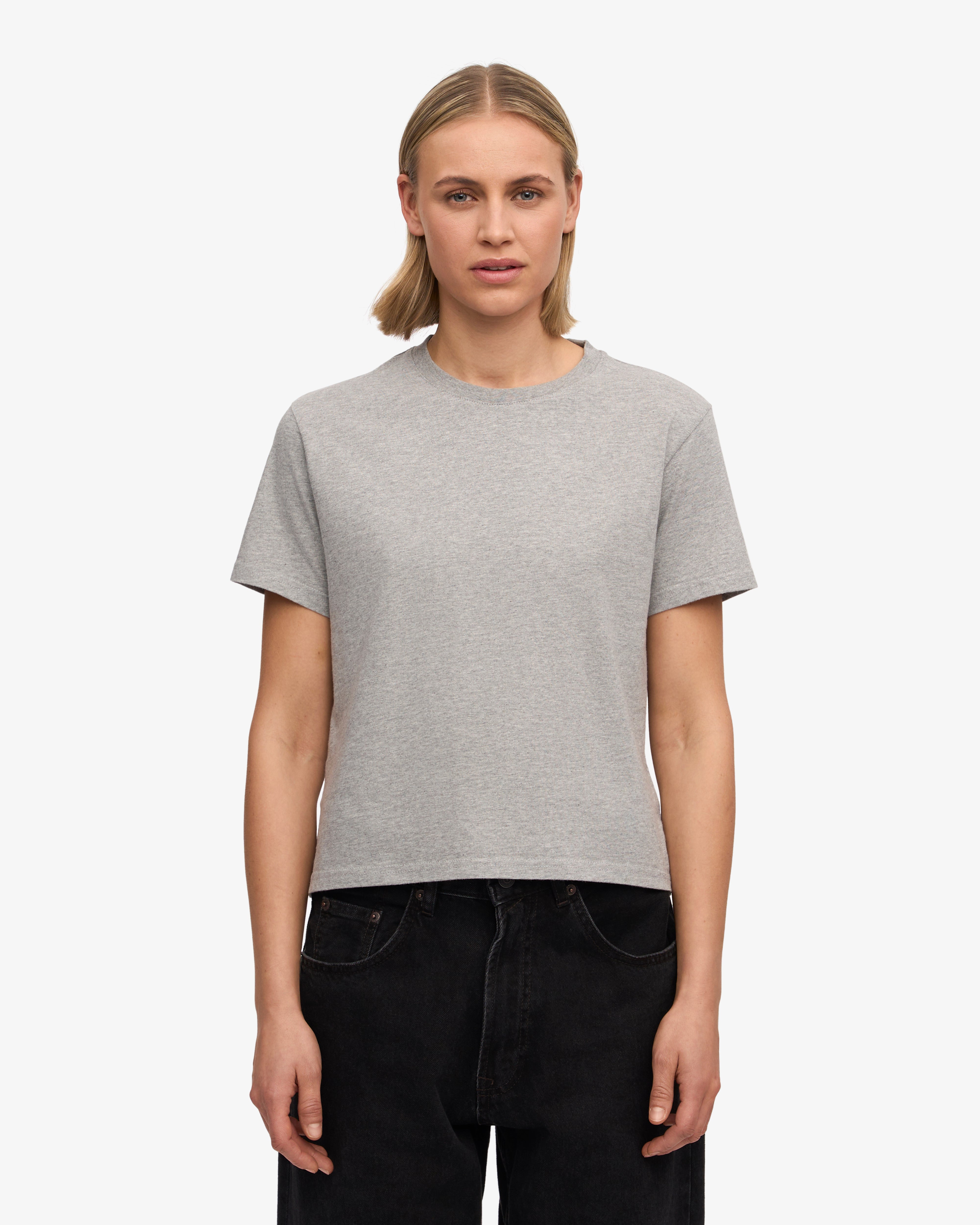 Organic Boxy Crop Tee - Heather Grey XS