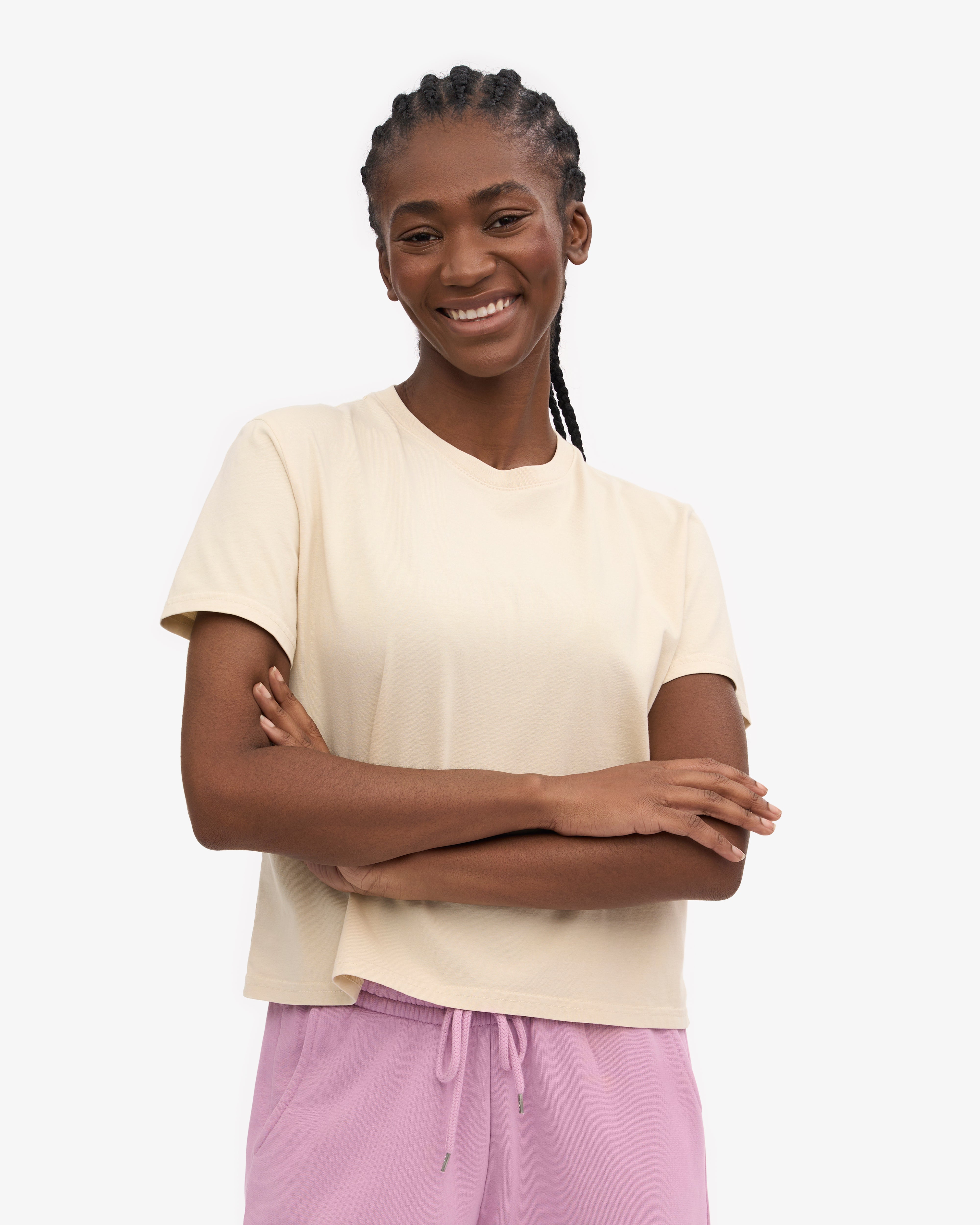 Organic Boxy Crop Tee - Ivory White XS