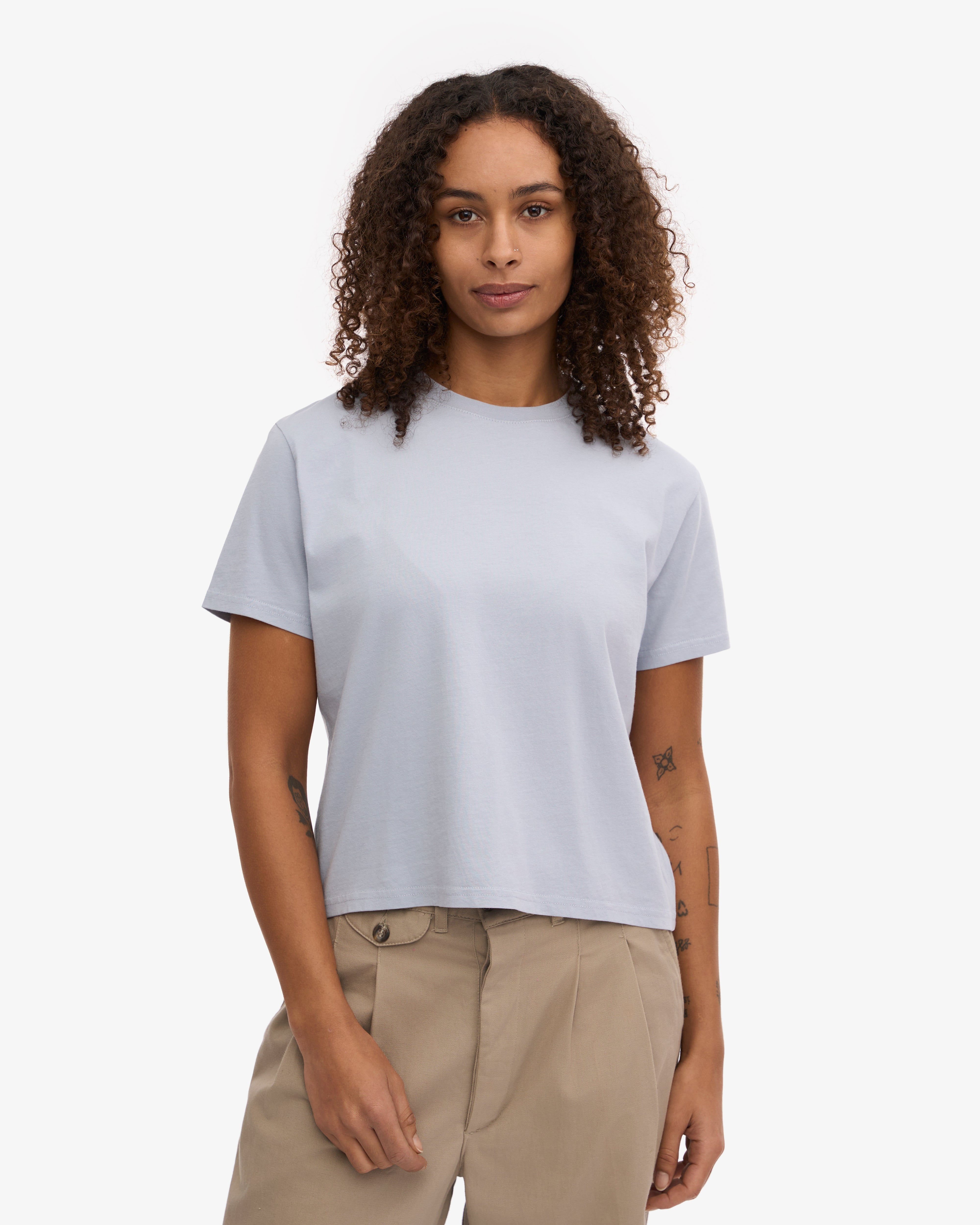 Organic Boxy Crop Tee - Polar Blue XS