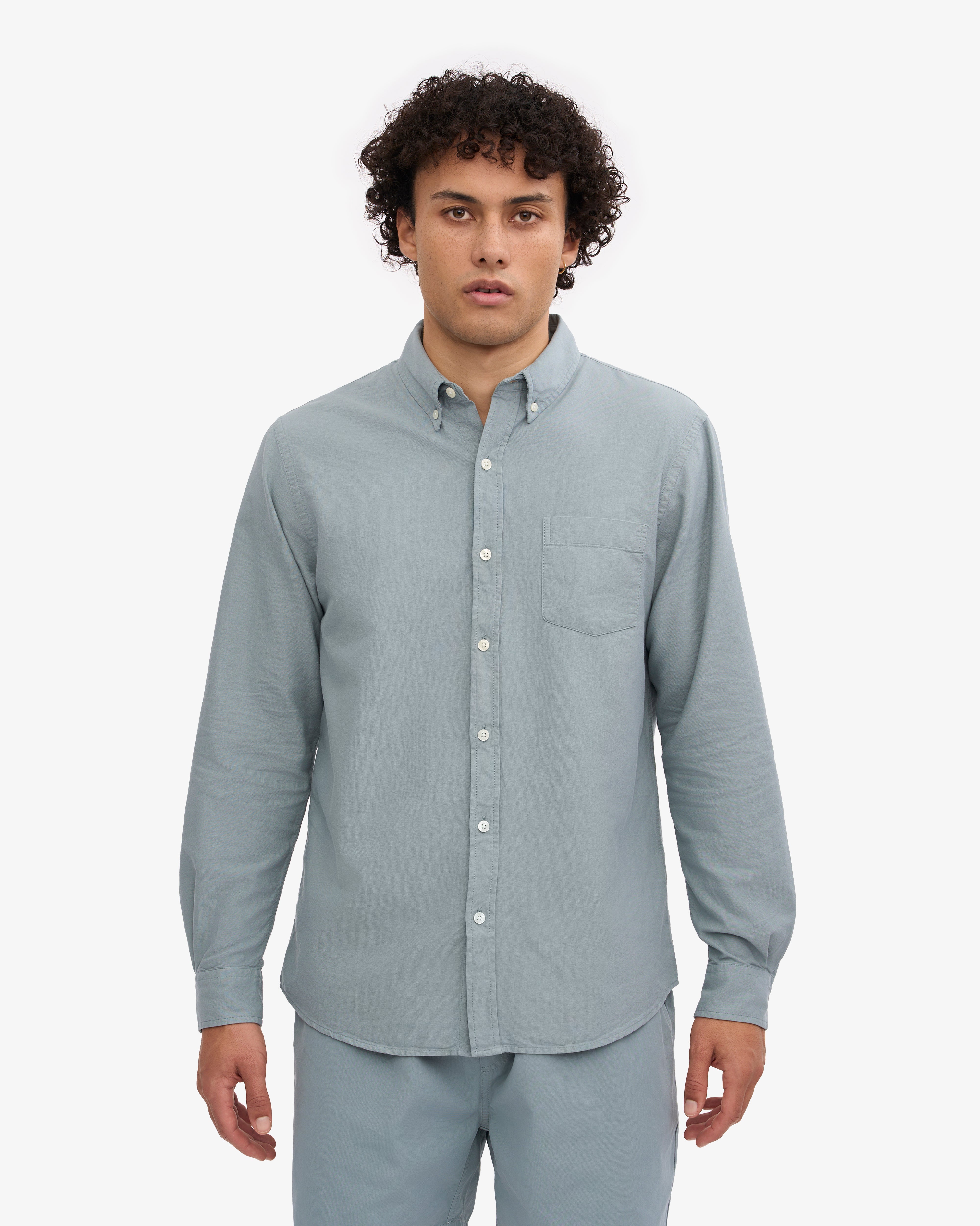 Organic Button Down Shirt - Steel Blue