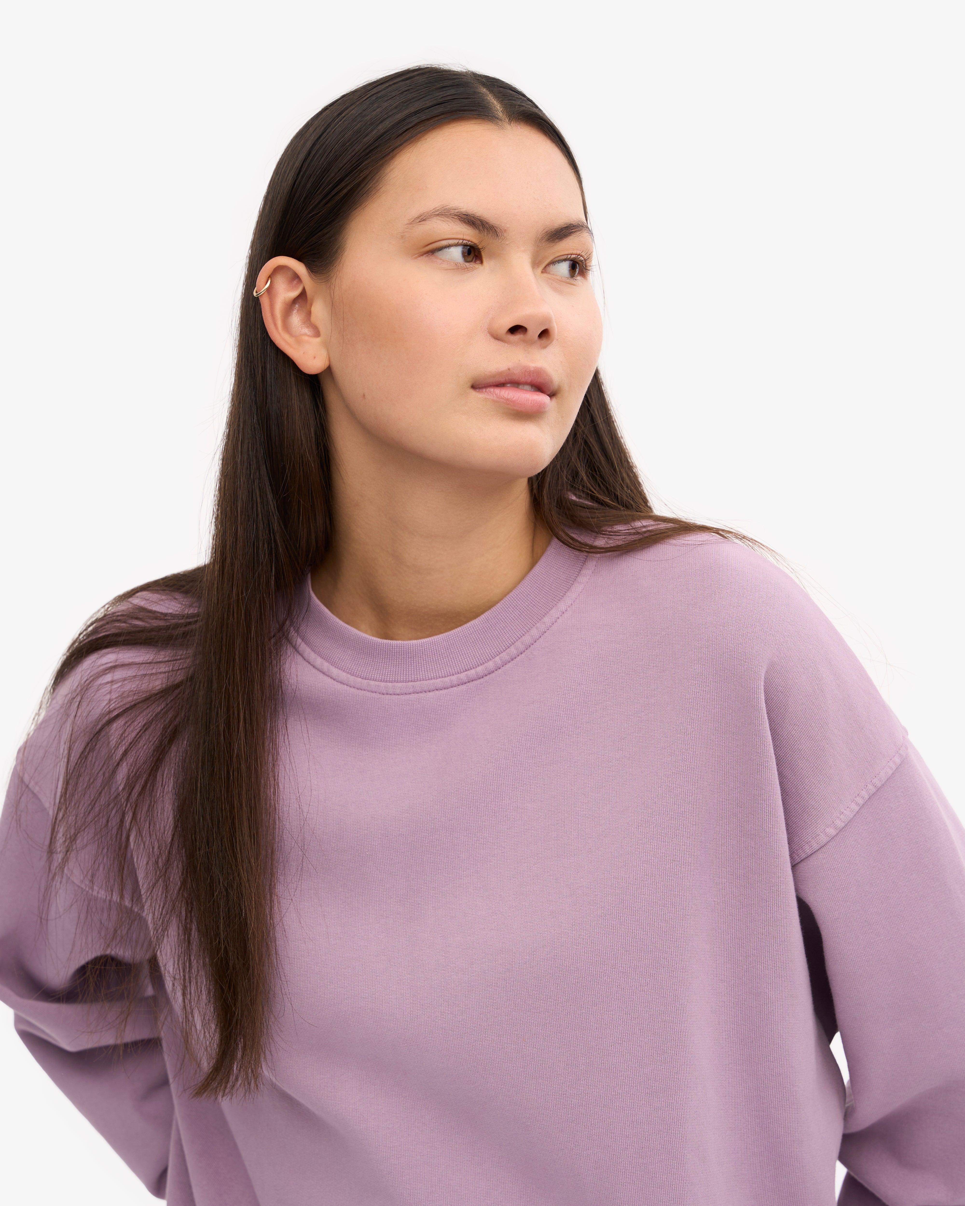 Saloogoe Women's Relaxed Fit Long Sleeve Sweatshirt - Side Split Hem (Brick Red)