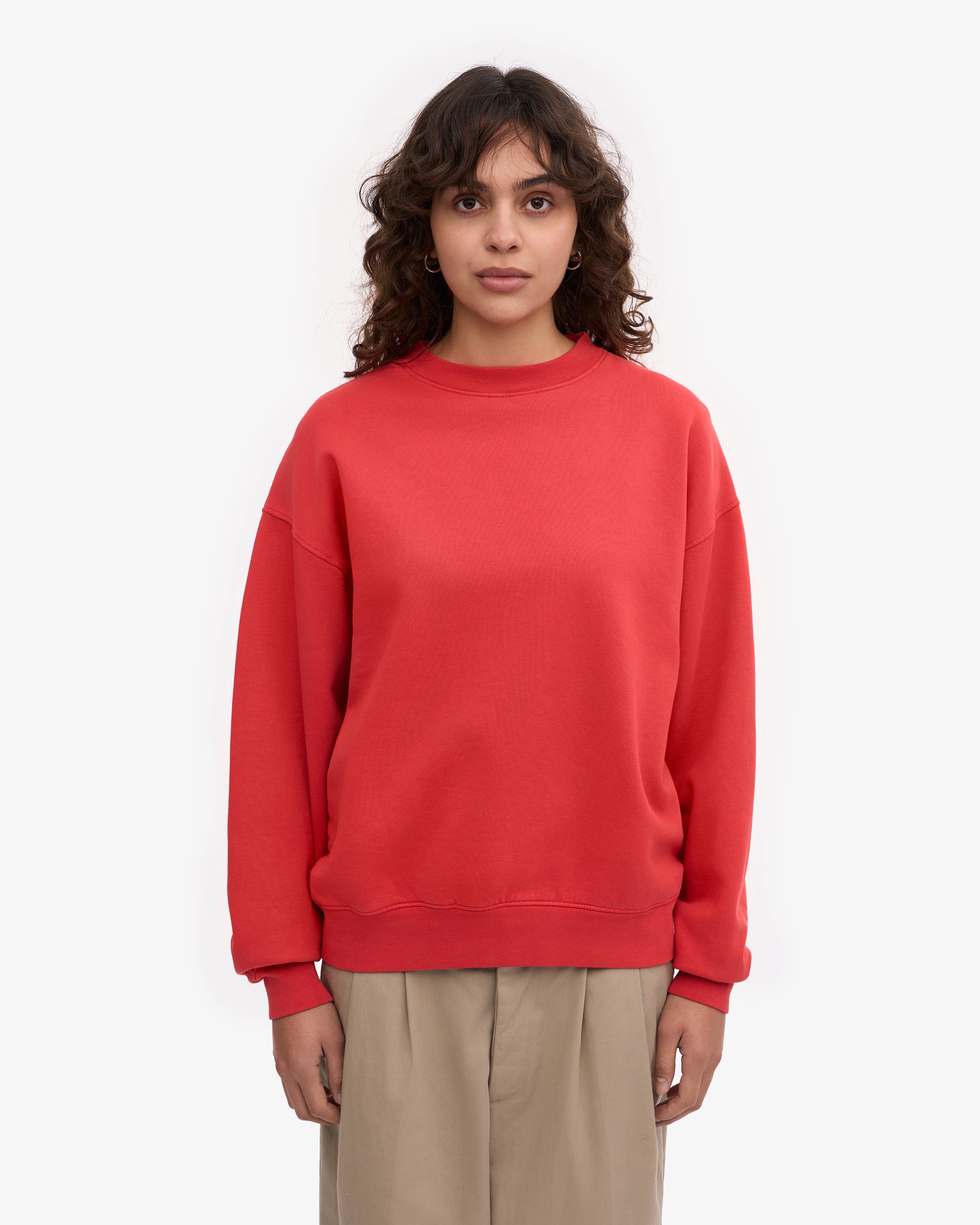 Organic Oversized Crew - Red Tangerine