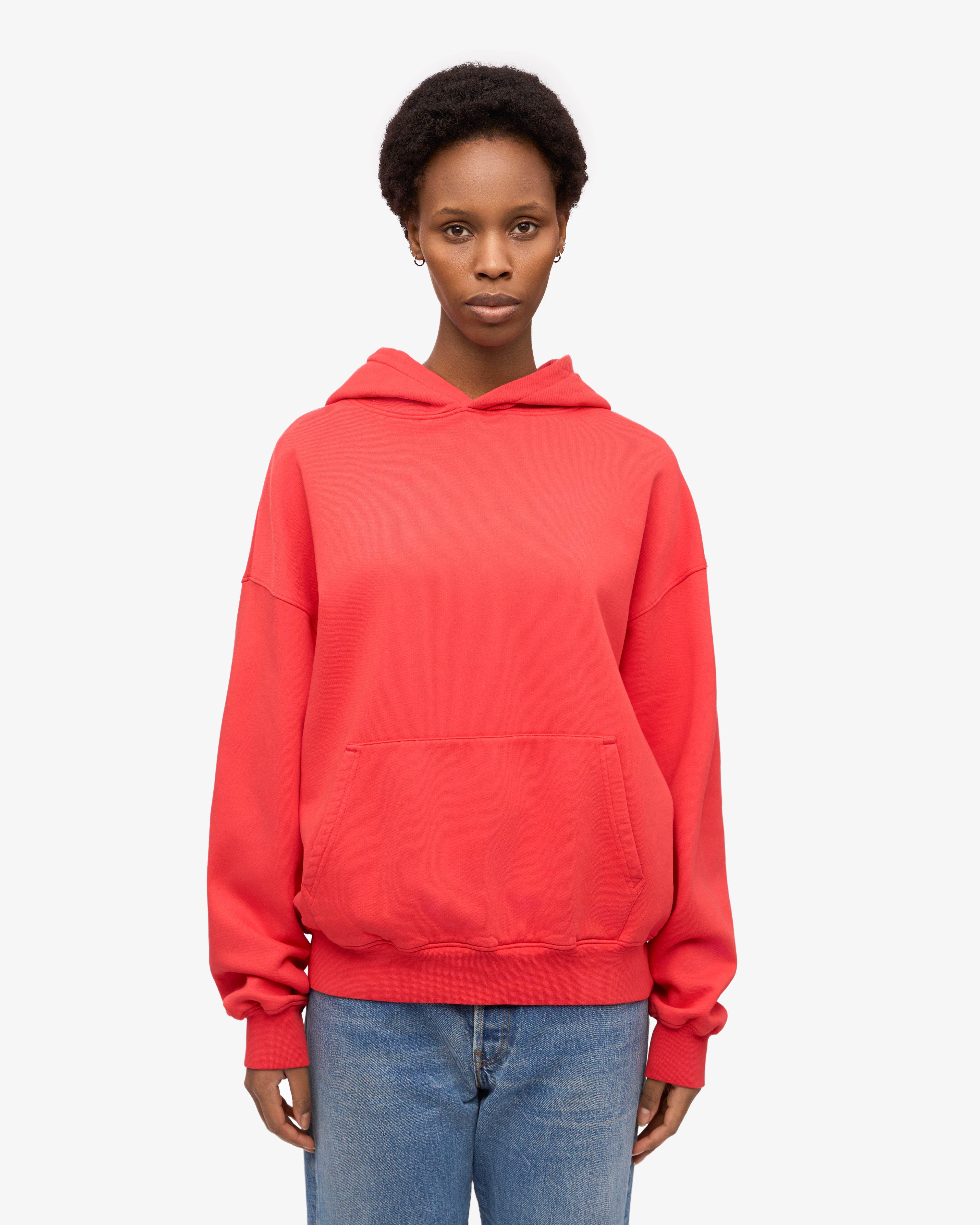 Organic Oversized Hood - Red Tangerine