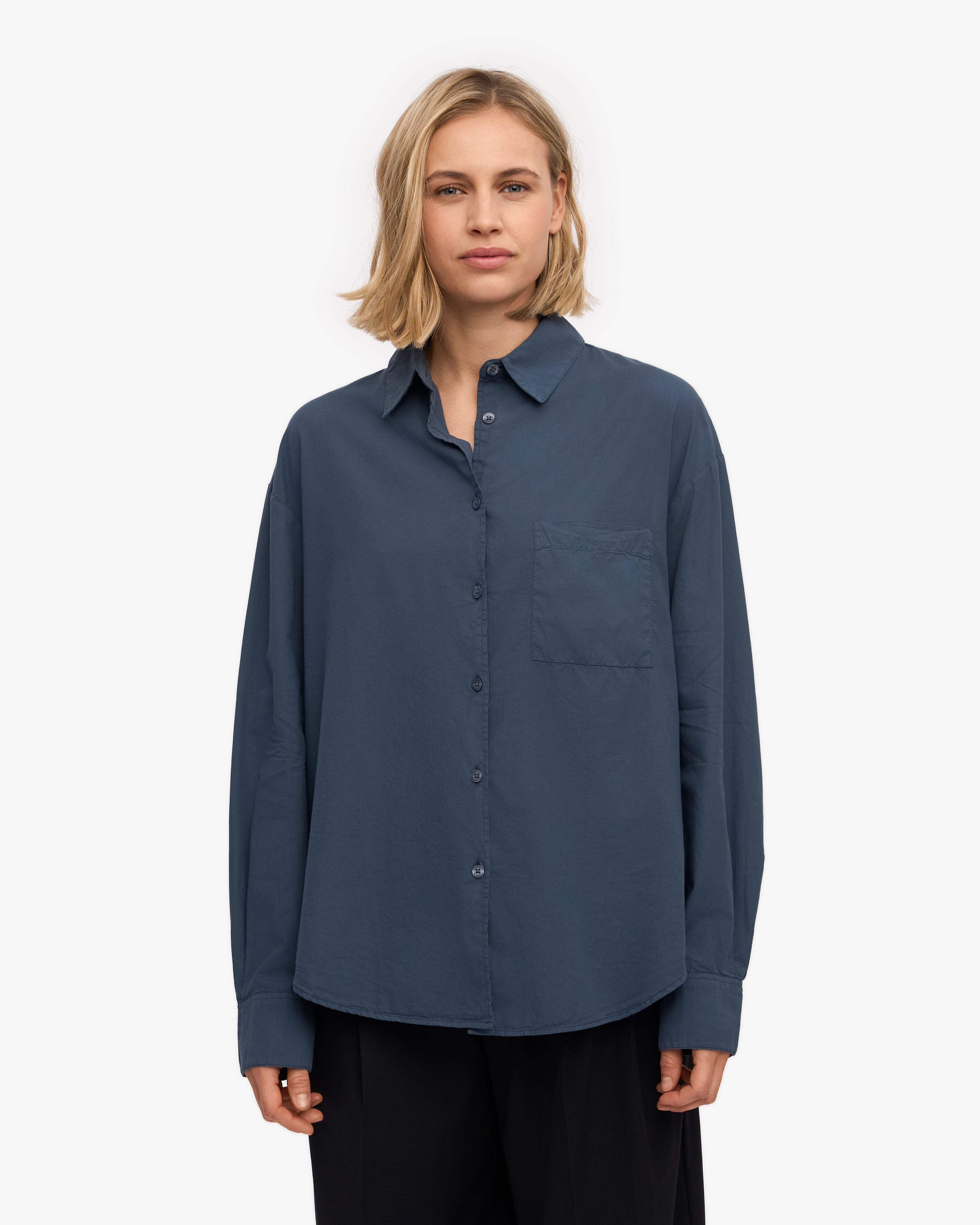 Organic Oversized Shirt - Petrol Blue