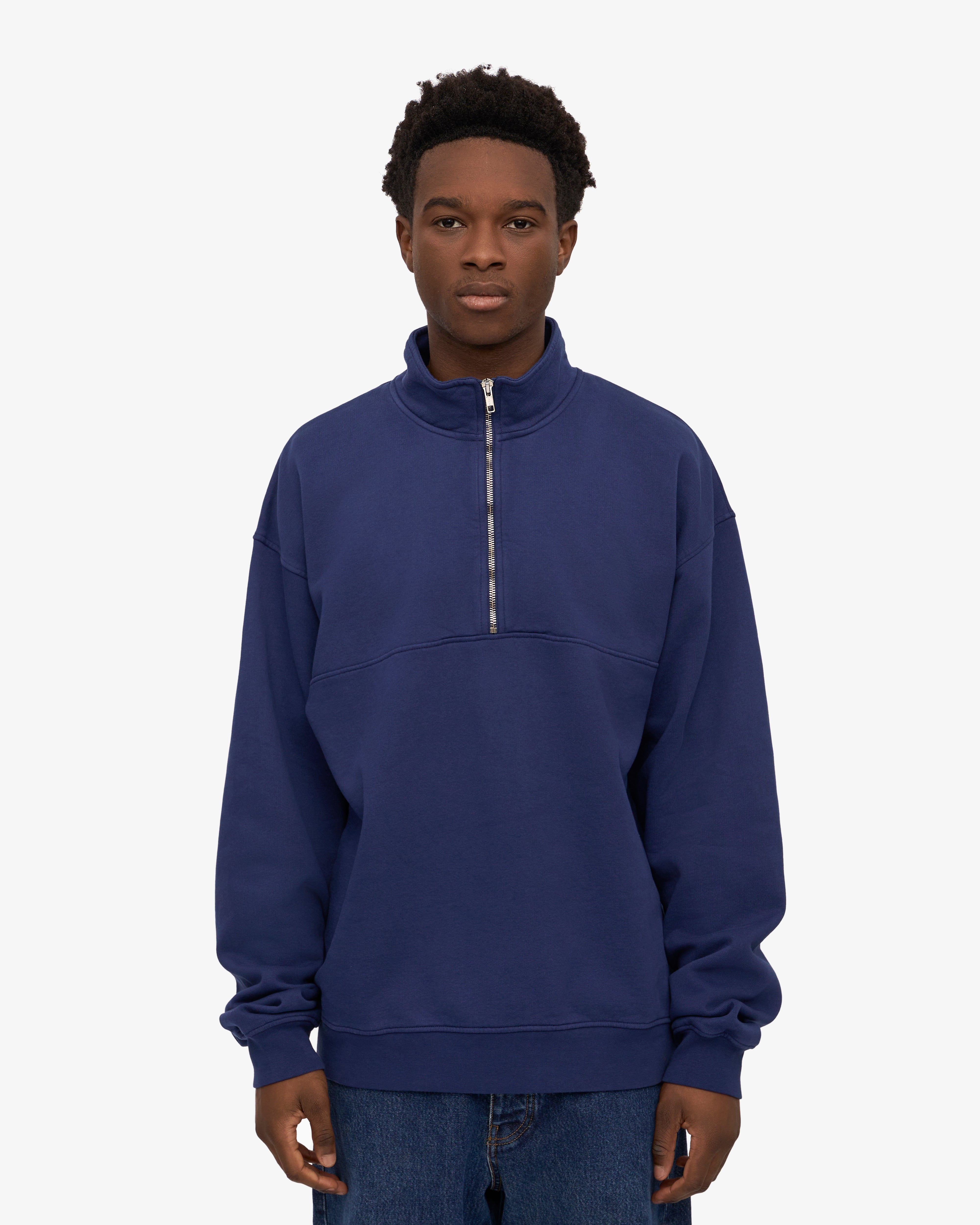 Organic Quarter Zip - Marine Blue