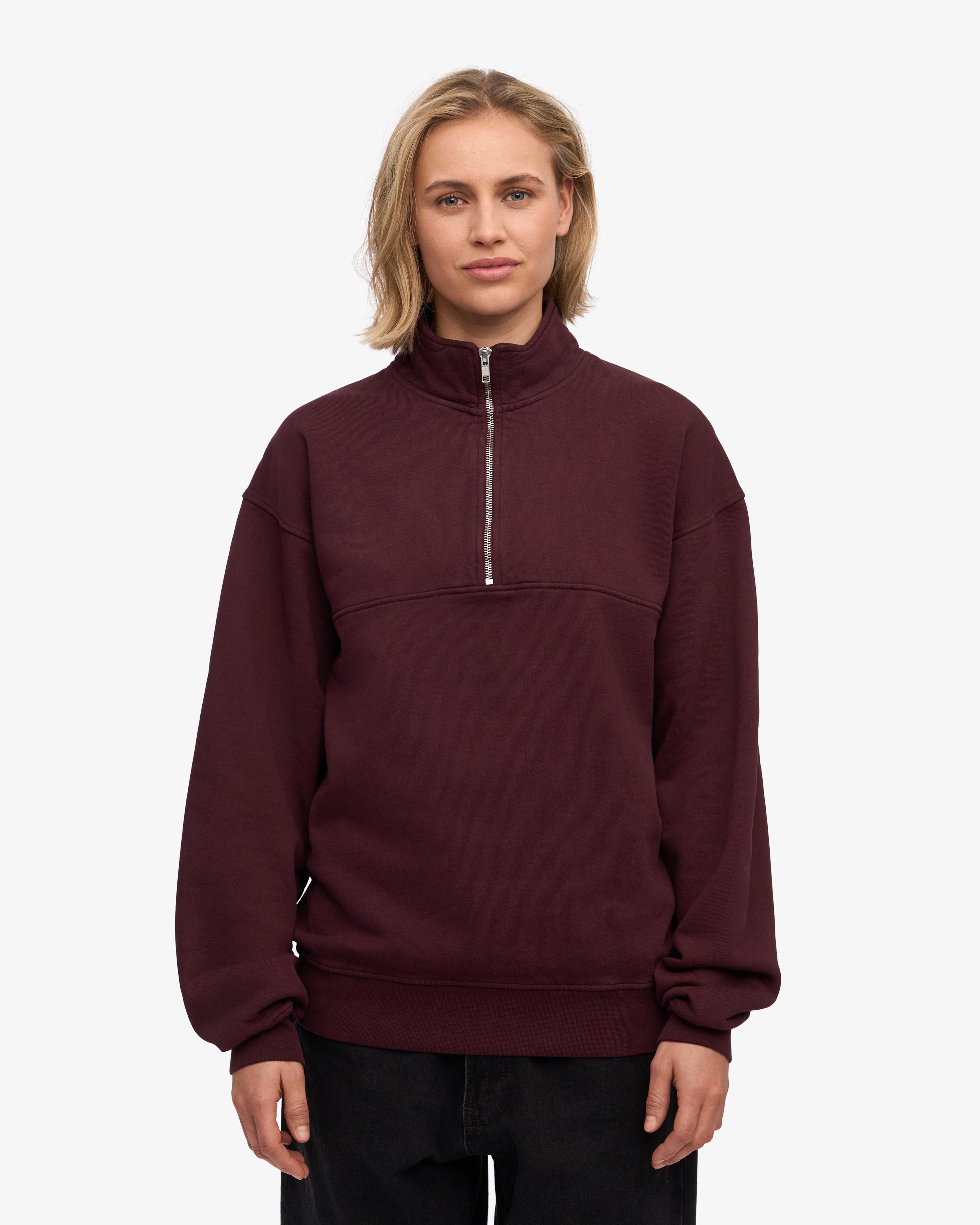 Organic Quarter Zip - Oxblood Red